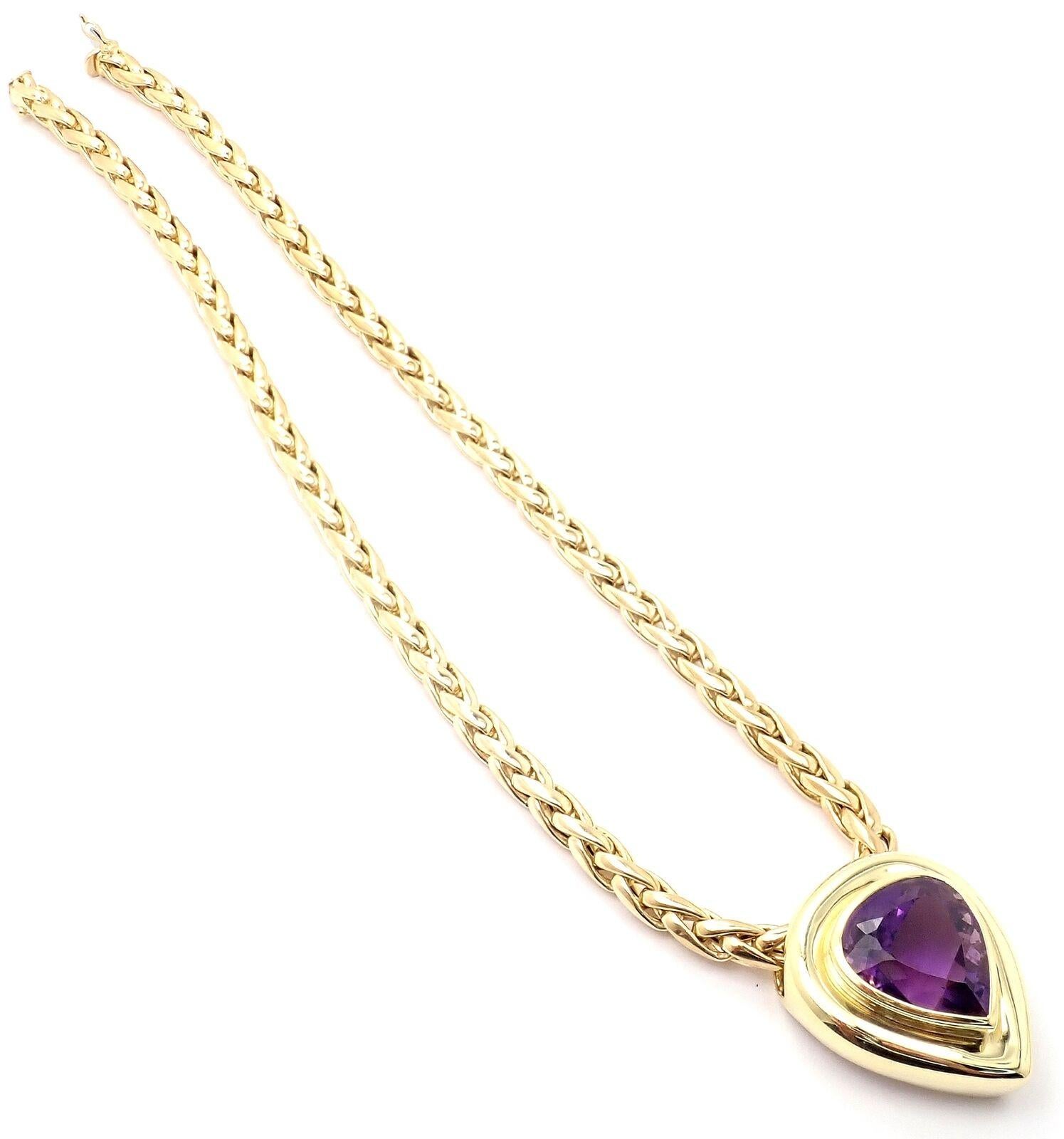 Women's or Men's Tiffany & Co Paloma Picasso Large Amethyst Yellow Gold Pendant Necklace For Sale
