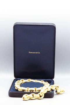 Tiffany & Co. Paloma Picasso Large Hammered Gold Link Necklace Bracelet Set