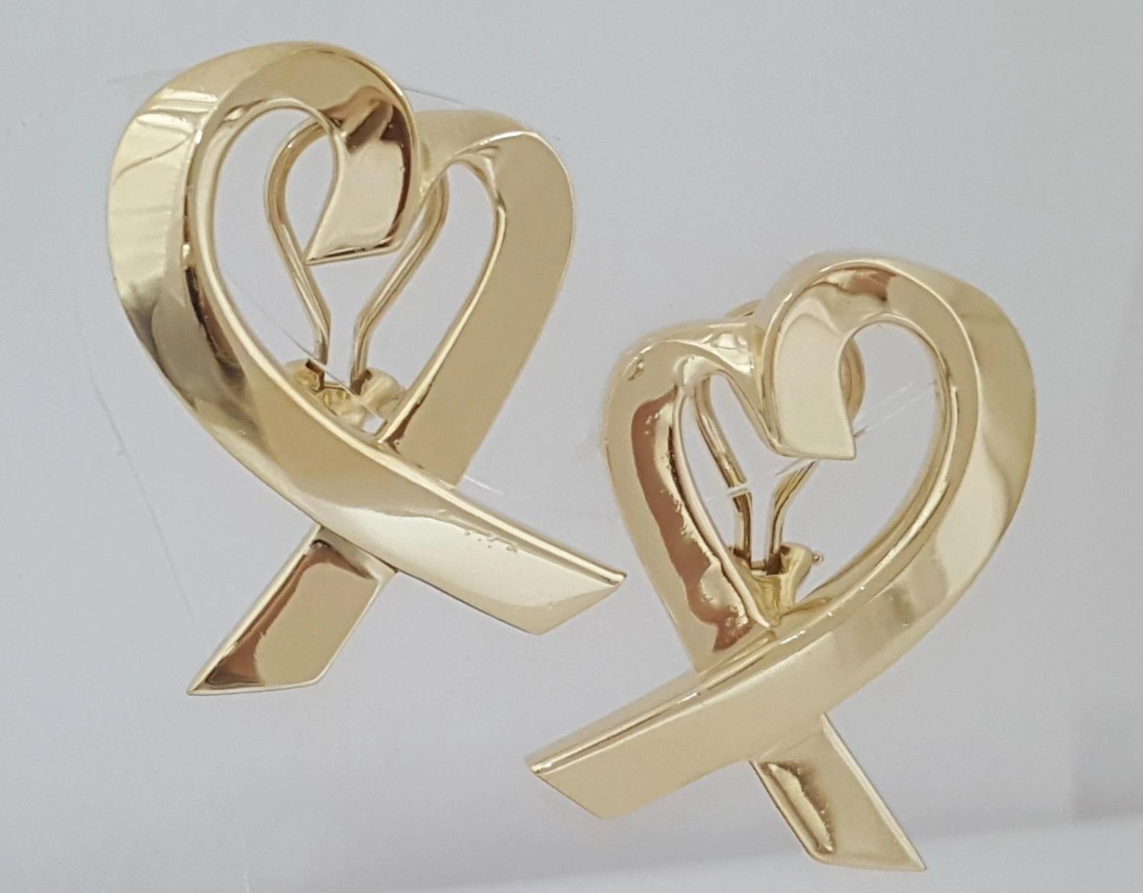 Tiffany & Co. Pendientes Paloma Picasso Gran Corazón Amoroso de Oro Amarillo de 18 K Contemporáneo en venta