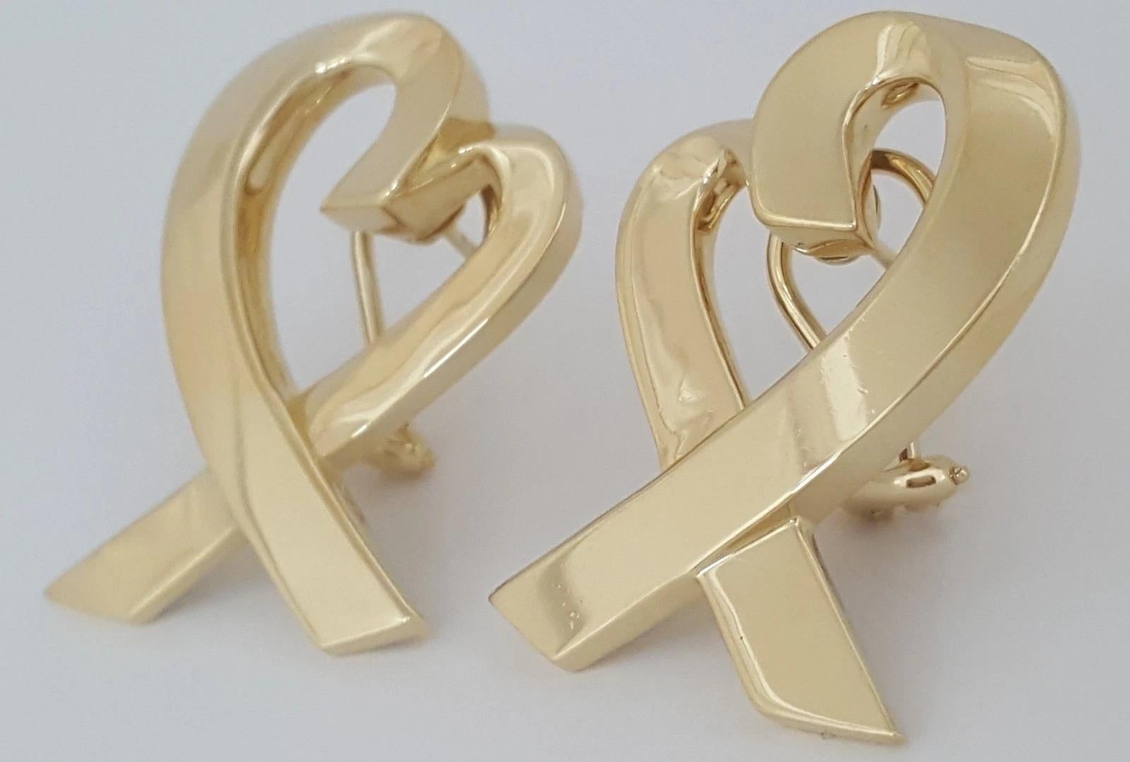 Tiffany & Co. Pendientes Paloma Picasso Gran Corazón Amoroso de Oro Amarillo de 18 K en Nuevo estado para la venta en Chicago, IL