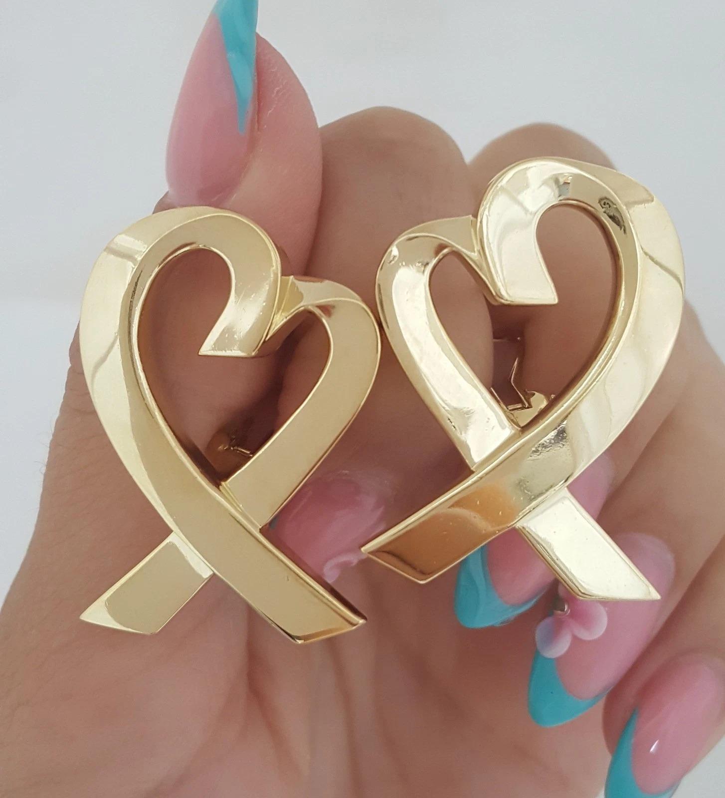 De las mujeres Tiffany & Co. Pendientes Paloma Picasso Gran Corazón Amoroso de Oro Amarillo de 18 K en venta