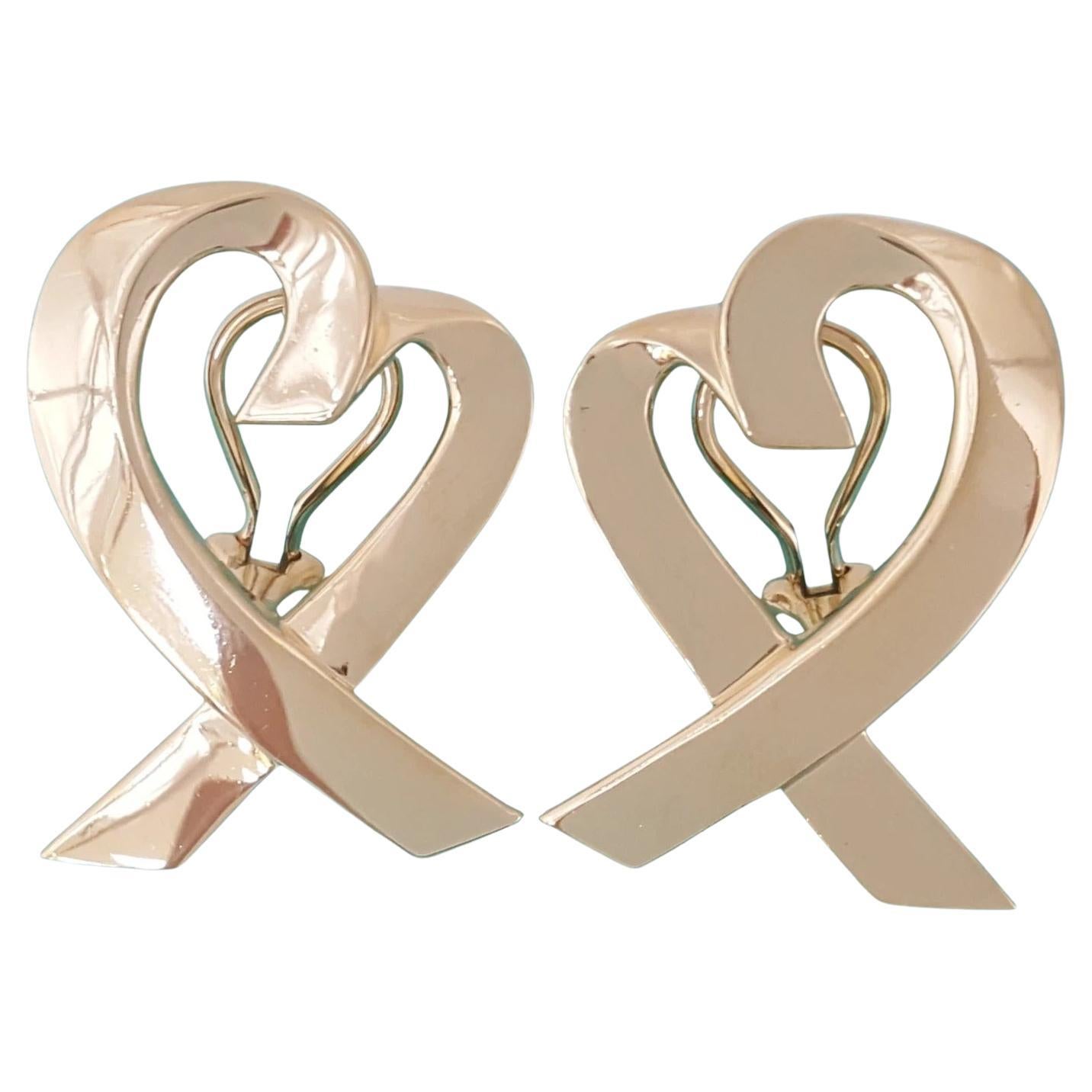 Tiffany & Co. Pendientes Paloma Picasso Gran Corazón Amoroso de Oro Amarillo de 18 K en venta