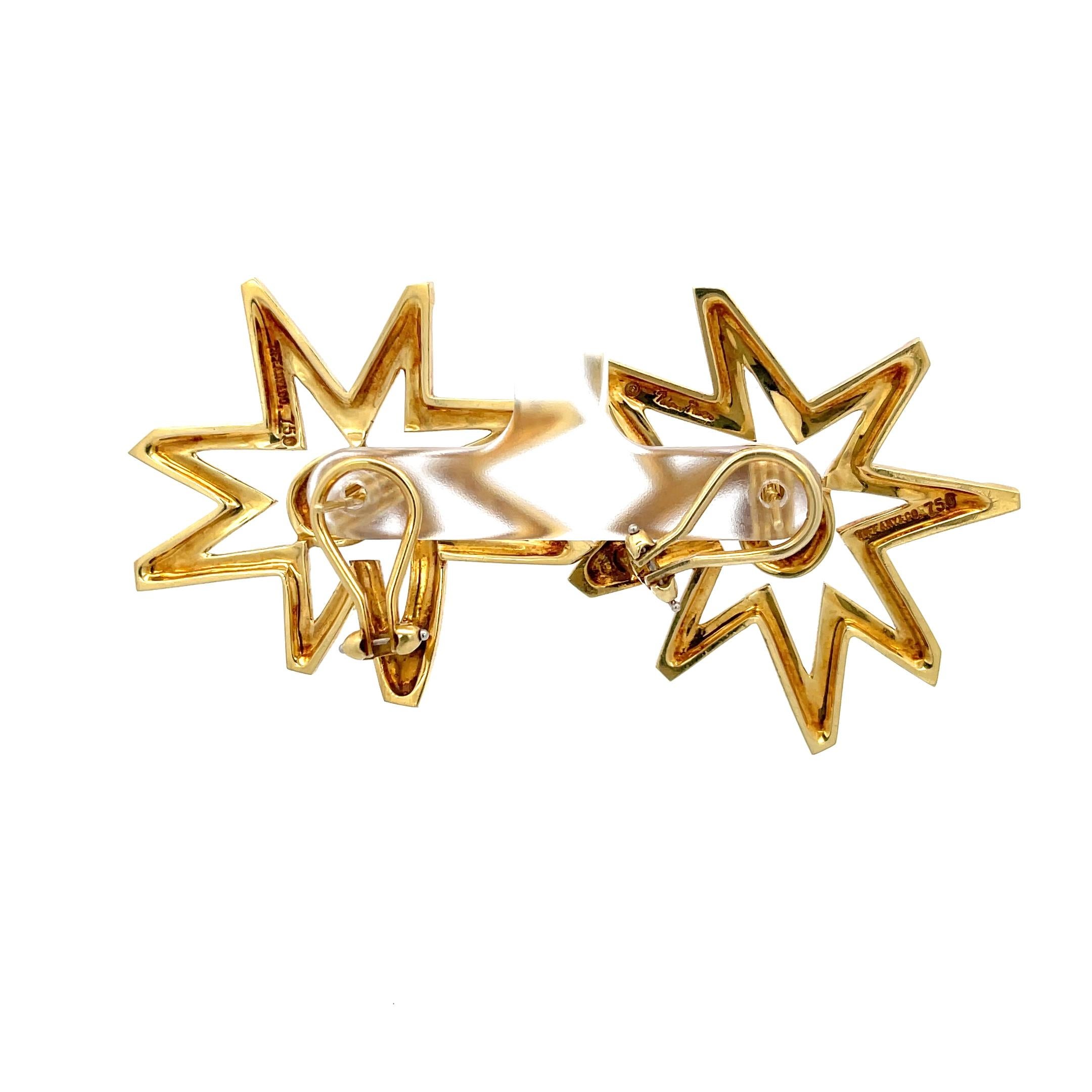 Women's Tiffany & Co. Paloma Picasso Large Star Earrings 18K Yellow Gold For Sale