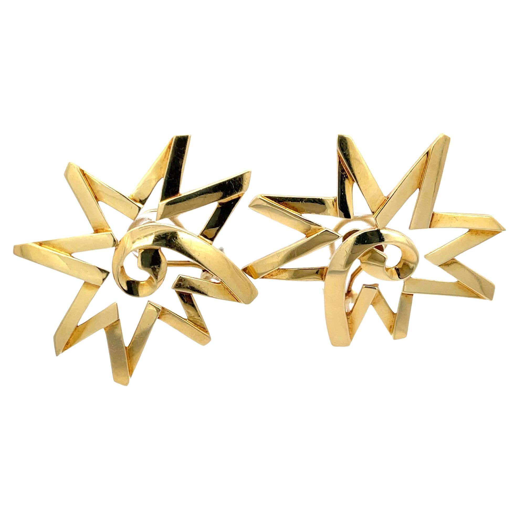 Tiffany & Co. Paloma Picasso Large Star Earrings 18K Yellow Gold For Sale