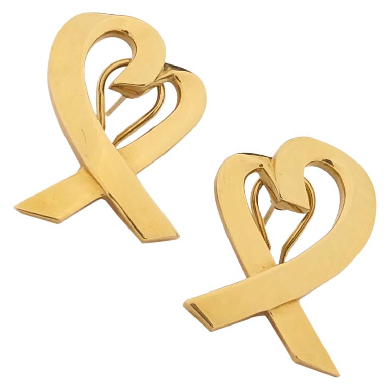Tiffany & Co. Paloma Picasso large Yellow Gold Loving Heart Earrings