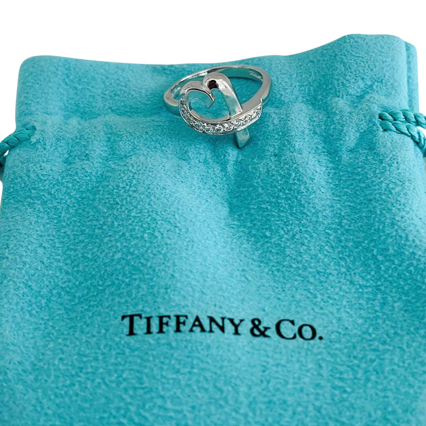 Tiffany & Co. Paloma Picasso Loving Heart 18 Karat White Gold Diamond Ring  1