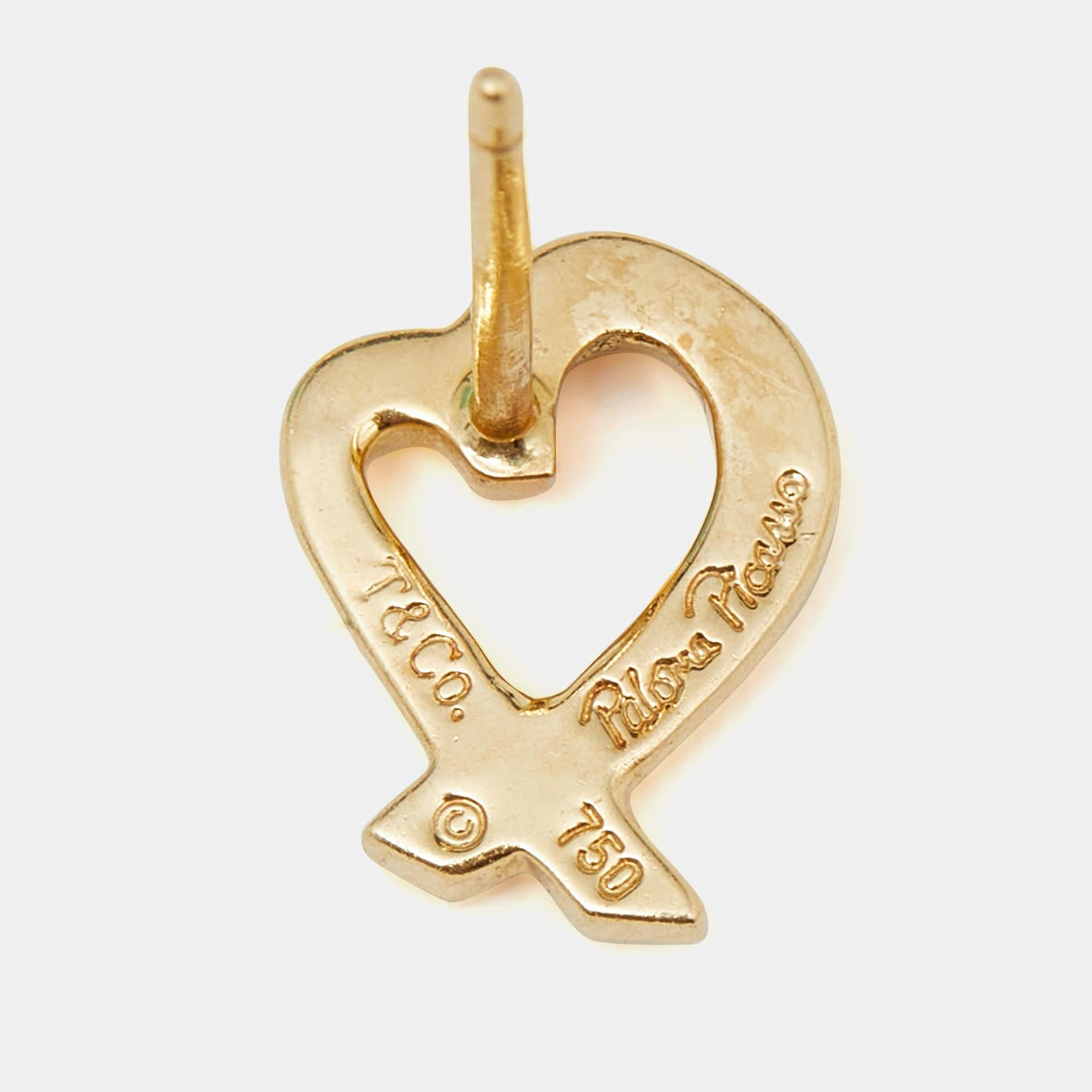 Tiffany & Co. Paloma Picasso Loving Heart 18K Yellow Gold Stud Earrings 1