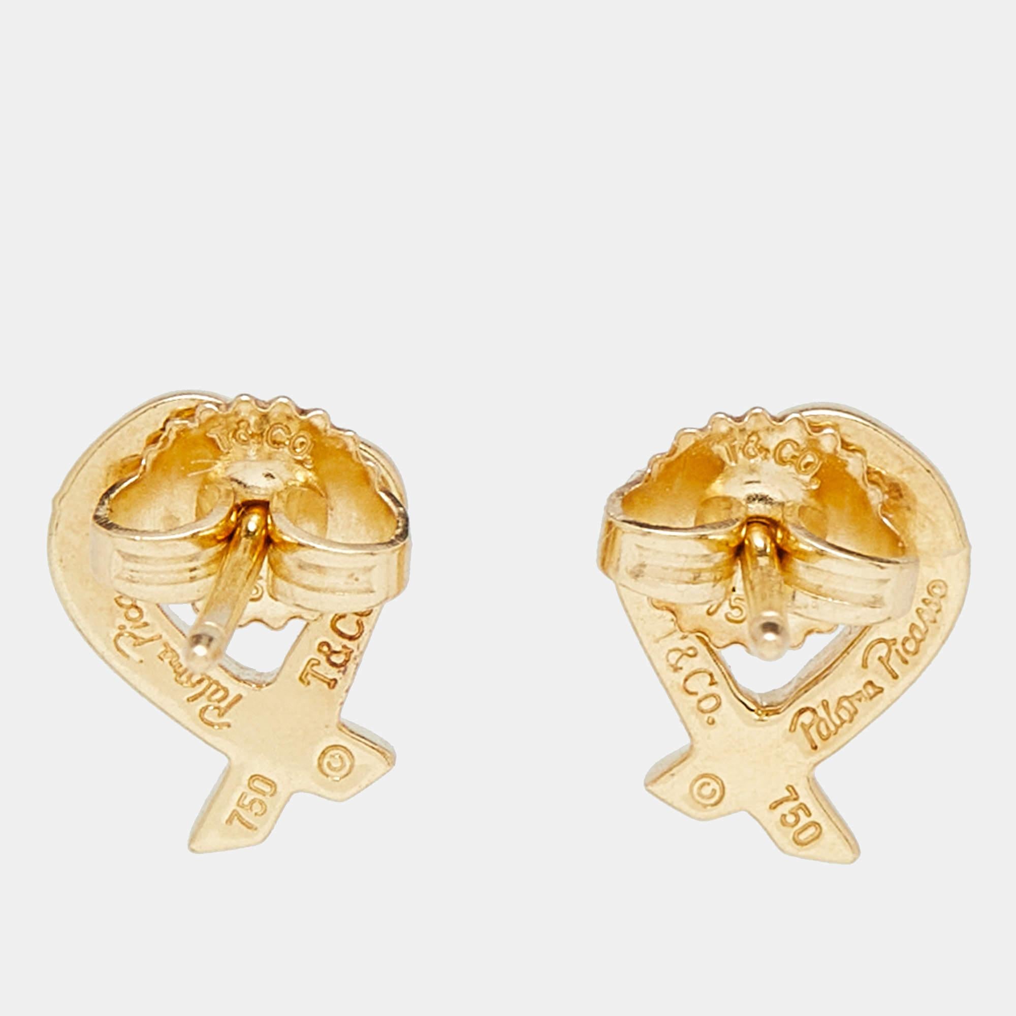 Tiffany & Co. Paloma Picasso Loving Heart 18K Yellow Gold Stud Earrings 3