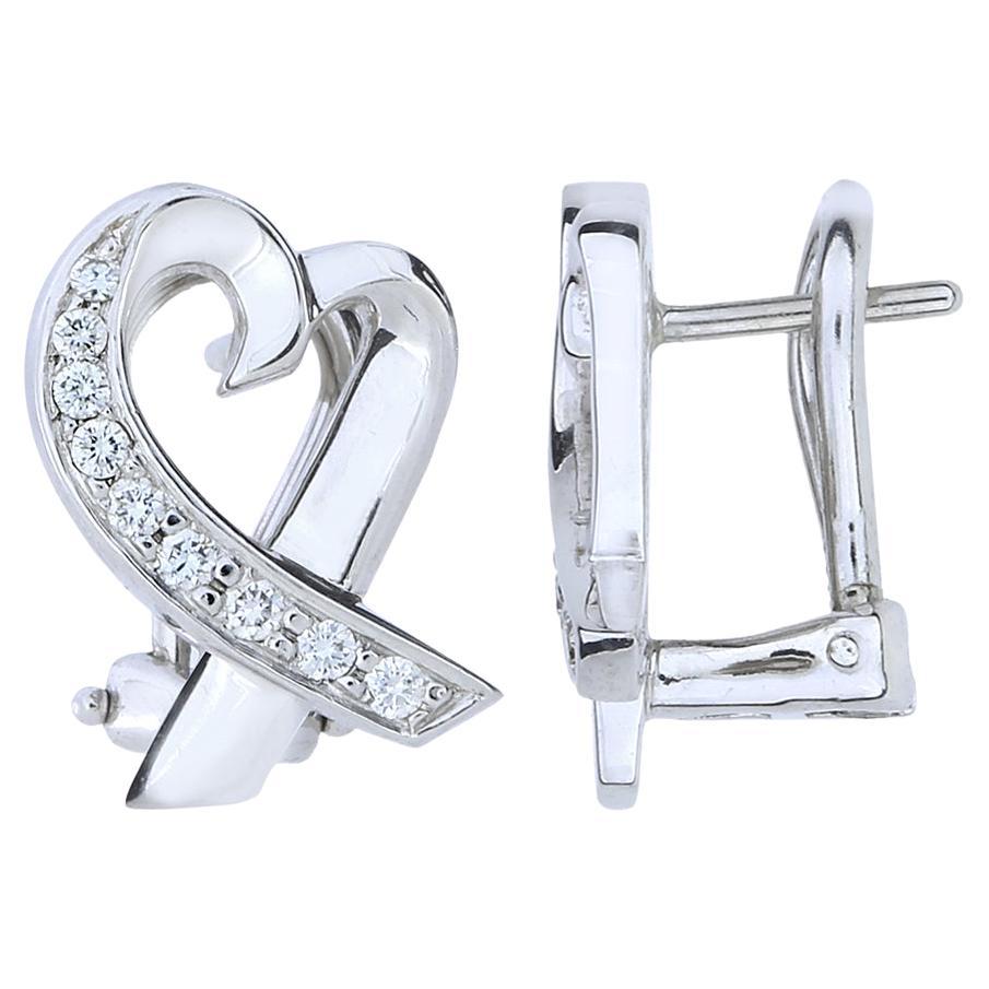 Tiffany & Co Paloma Picasso Loving Heart Diamond 18K Earrings For Sale