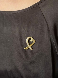 Tiffany & Co Paloma Picasso Loving Heart Diamond 18k Yellow Gold Brooch Pin