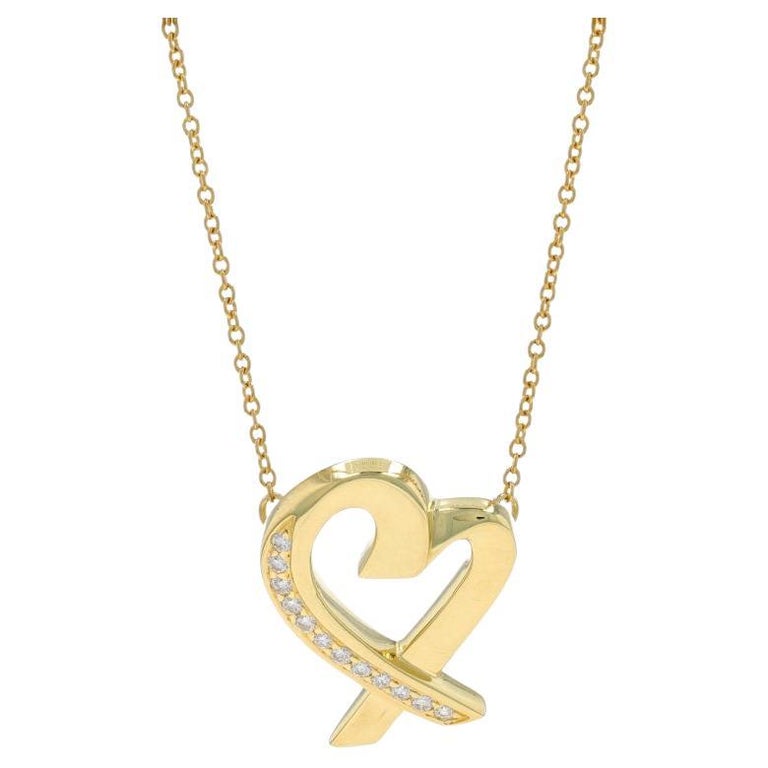 SB 14k Solid Gold Natural Diamond Interlocking Double Heart Necklace - Pave  YG
