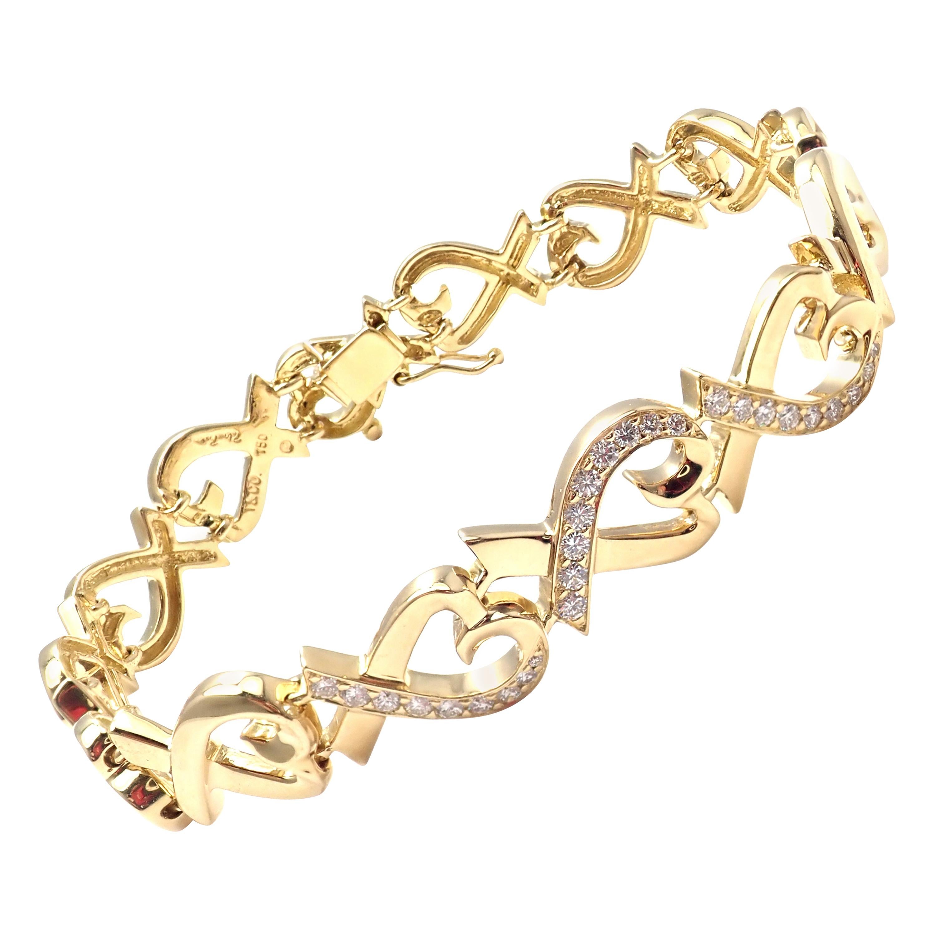 Tiffany & Co. Paloma Picasso Loving Heart Diamond Yellow Gold Bracelet