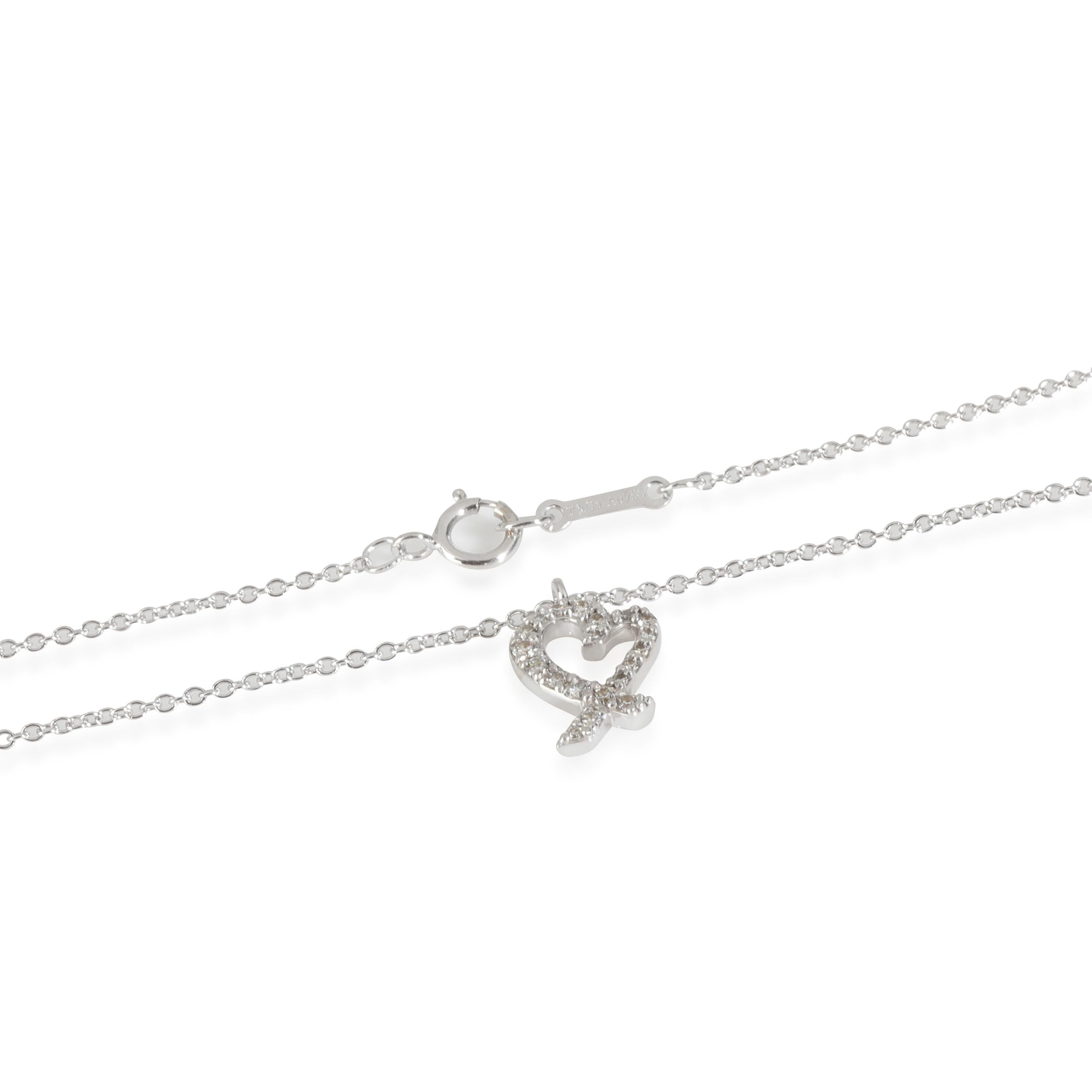 Donna Tiffany & Co. Mini ciondolo con cuore amorevole di Paloma Picasso in oro bianco 18 carati 0,1 CTW in vendita
