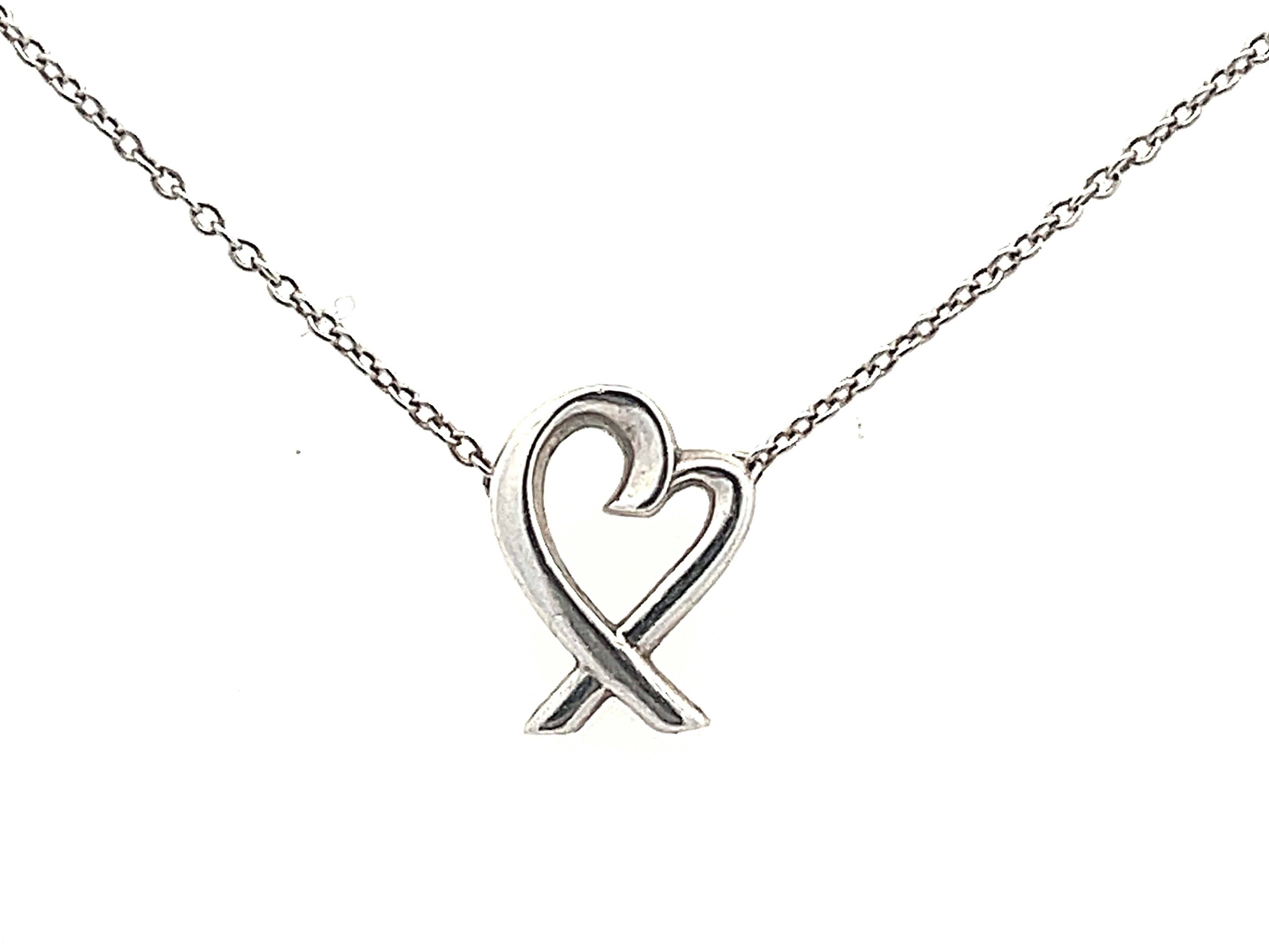 Modern Tiffany & Co. Paloma Picasso Loving Heart Necklace in Sterling Silver
