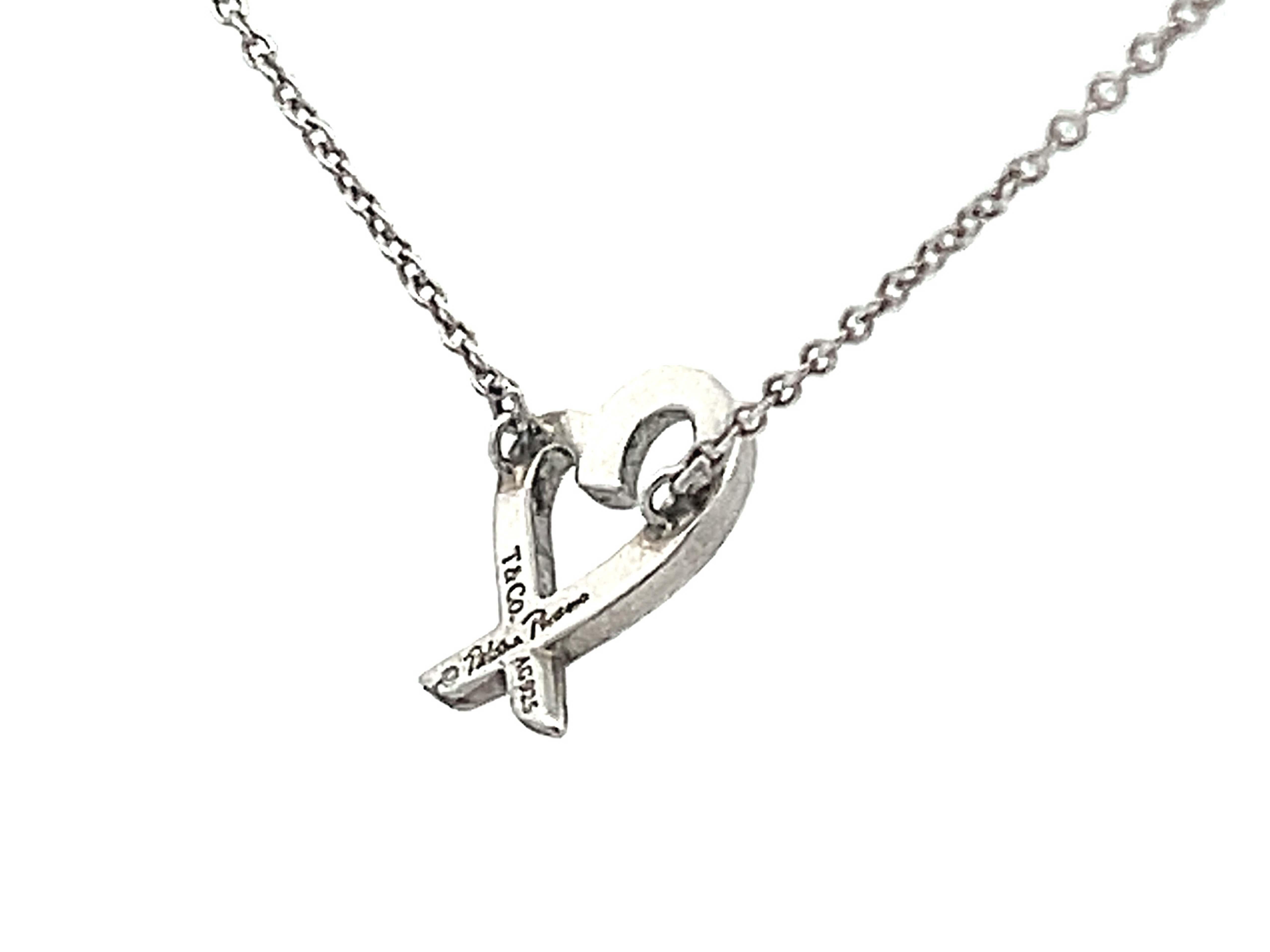 Tiffany & Co. Paloma Picasso Loving Heart Necklace in Sterling Silver In Good Condition In Honolulu, HI