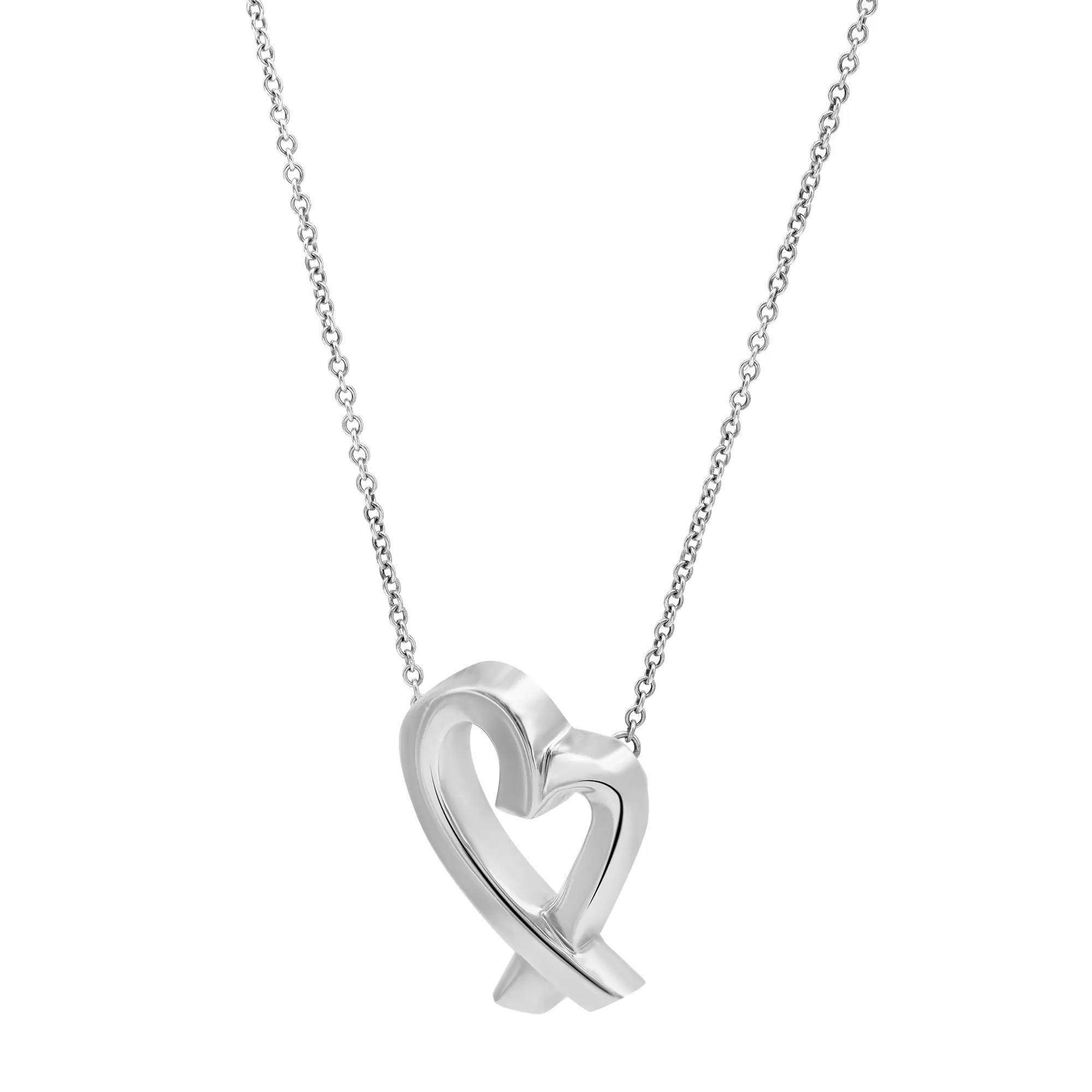 Tiffany & Co. Paloma Picasso Loving Heart Pendant 925 Sterling Silver  In Excellent Condition In New York, NY