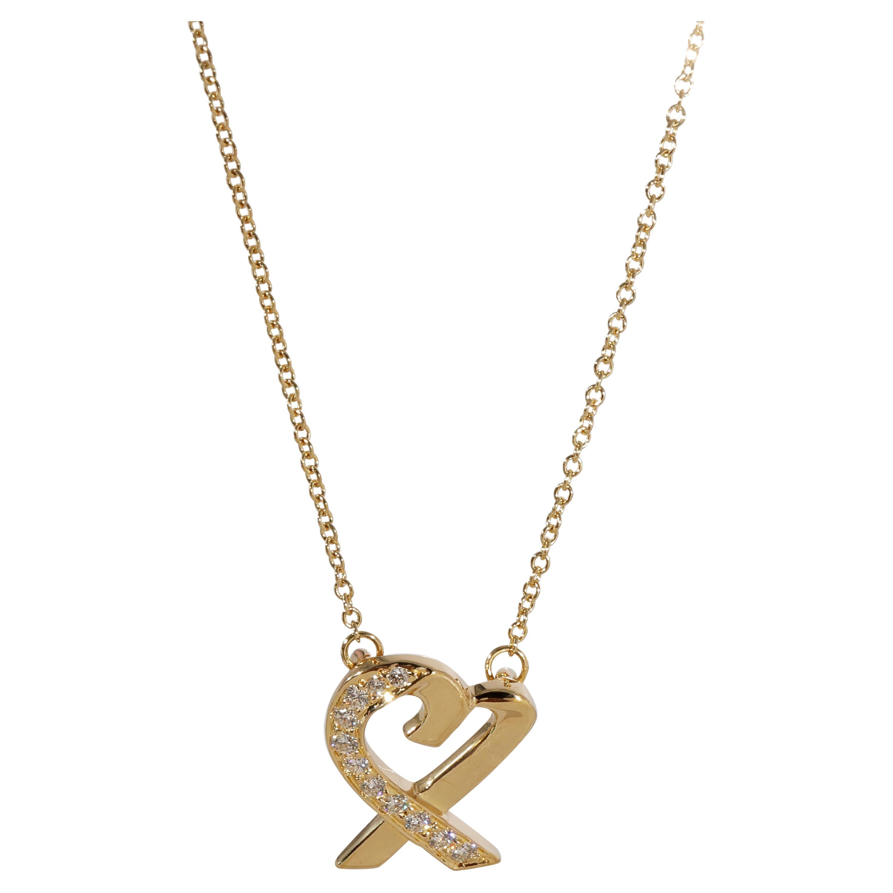 Tiffany & Co. Paloma Picasso Loving Heart Pendant in 18K Yellow Gold 0.14 CTW For Sale