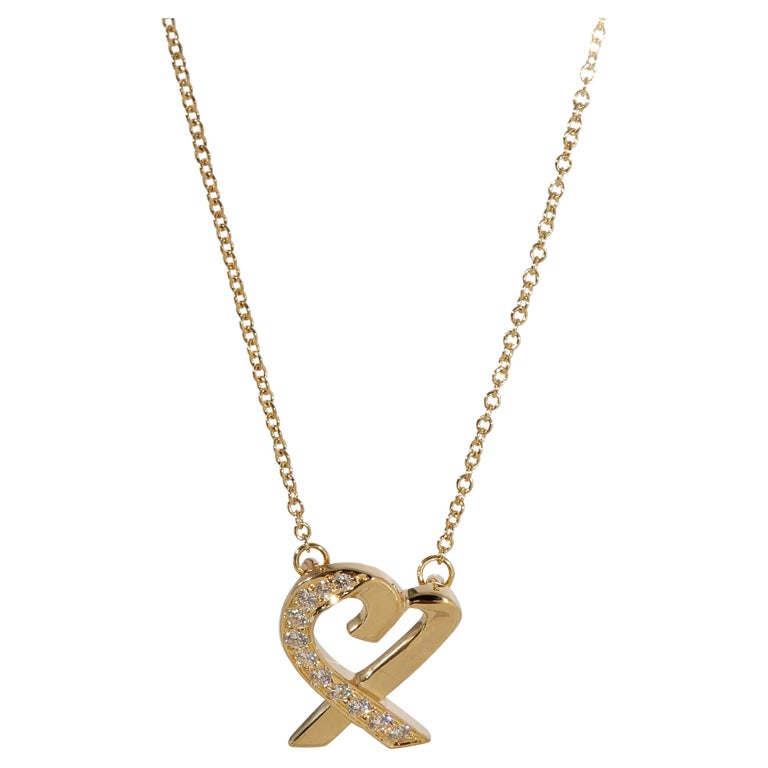 SB 14k Solid Gold Natural Diamond Interlocking Double Heart Necklace - Pave  YG