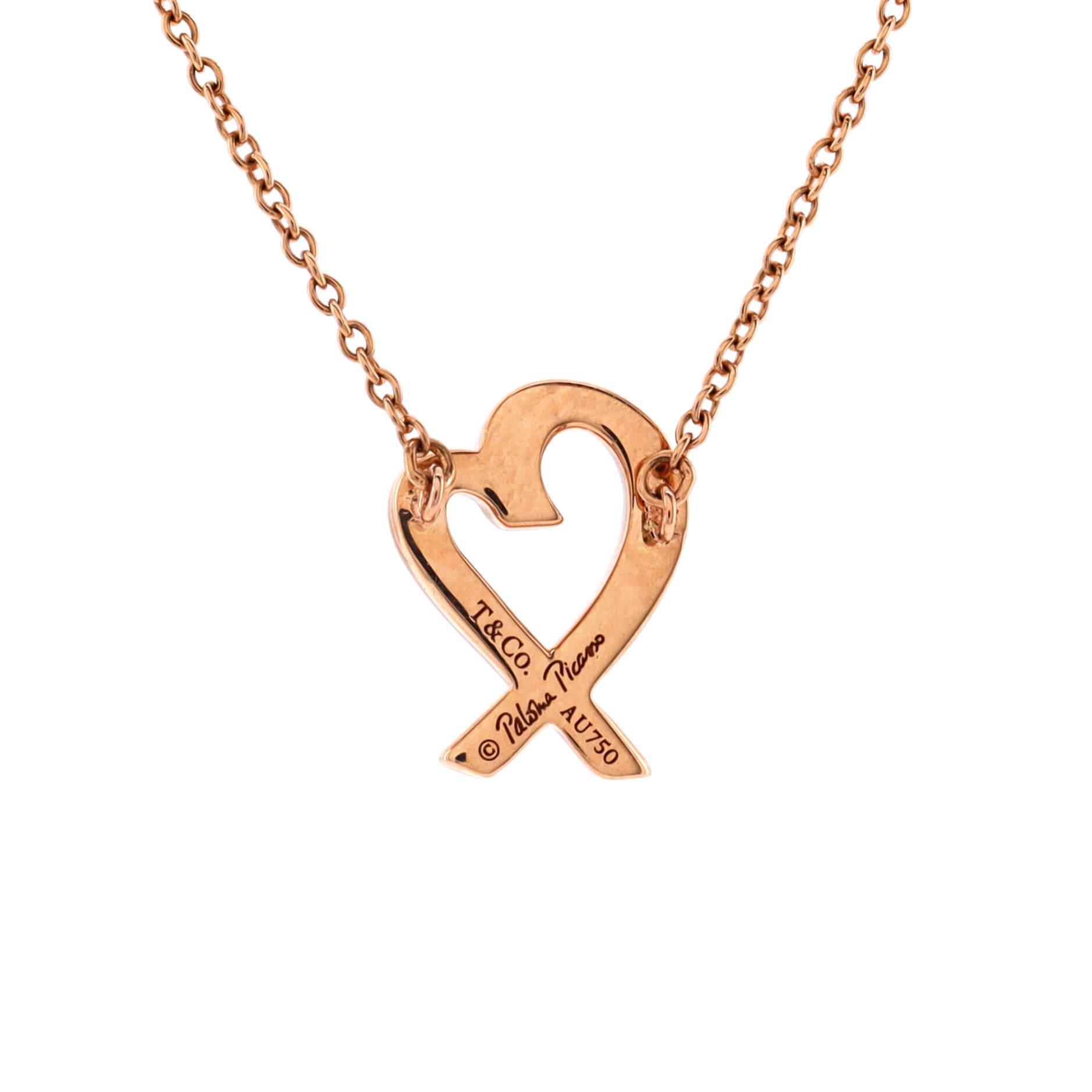 Tiffany & Co. Paloma Picasso Loving Heart Pendant Necklace 18k Rose Gold In Good Condition In New York, NY