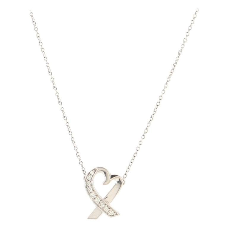 Tiffany & Co. Paloma Picasso Loving Heart Pendant Necklace 18K White Gold