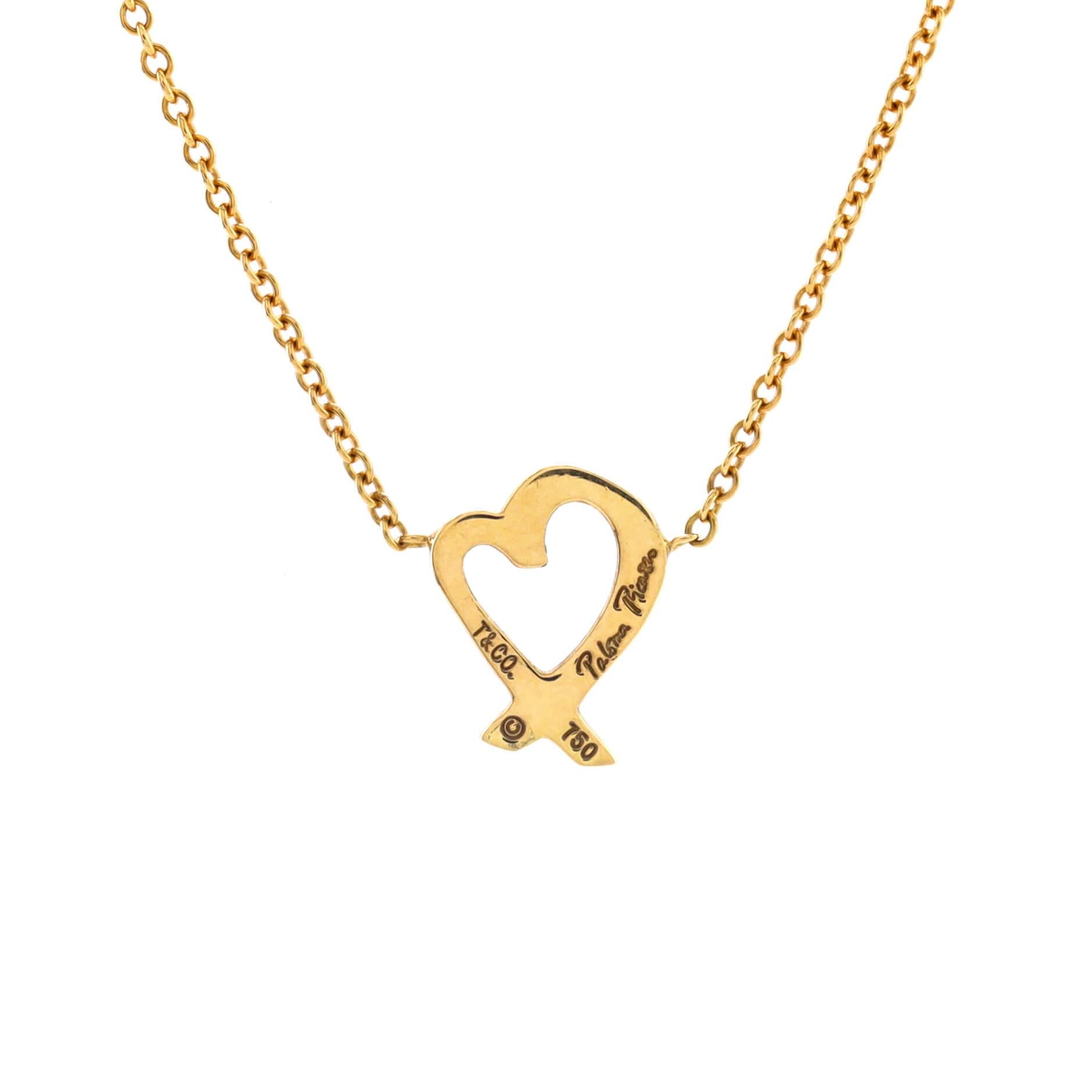 Tiffany & Co. Paloma Picasso Loving Heart Pendant Necklace 18k Yellow Gold In Good Condition In New York, NY