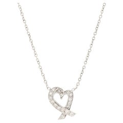 Tiffany & Co. Paloma Picasso Loving Heart Pendant Necklace Platinum with Diamond