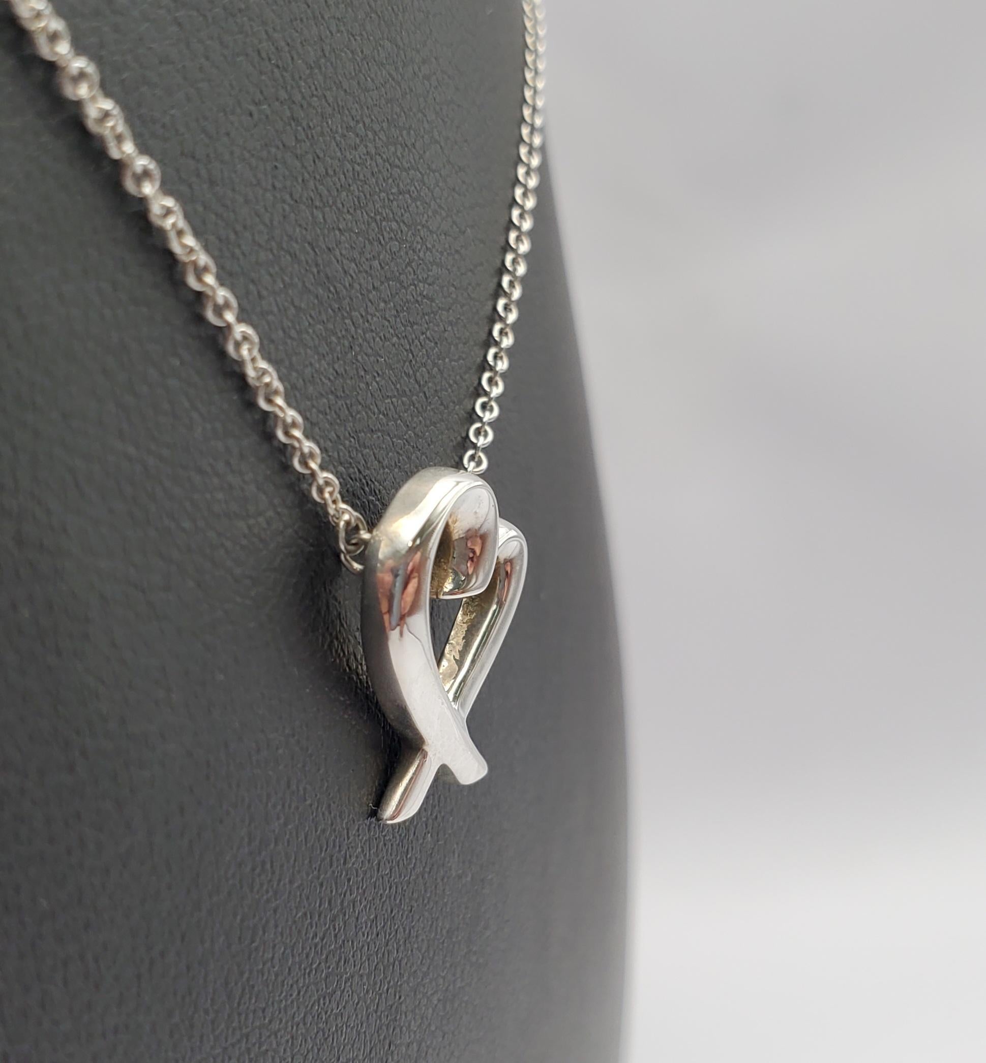 Tiffany & Co. Paloma Picasso Loving Heart Pendant Sterling Silver In Good Condition In Pittsburgh, PA