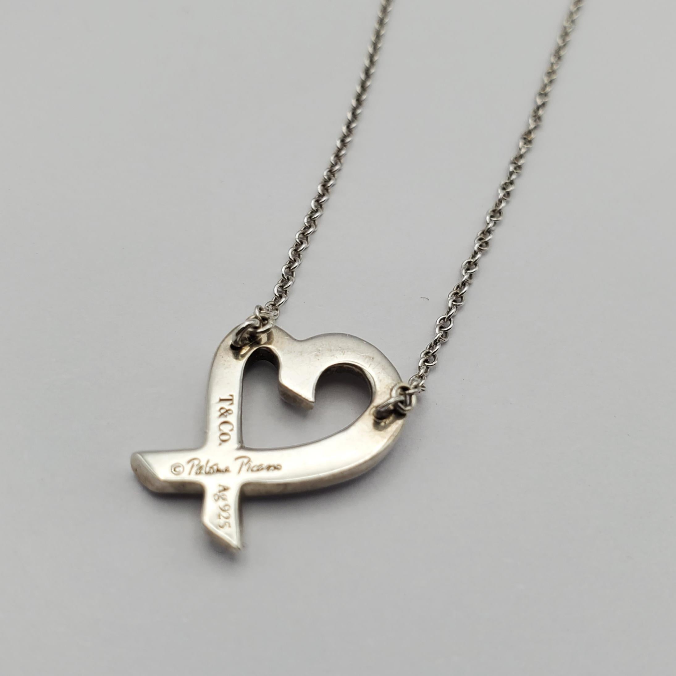 Tiffany & Co. Paloma Picasso Loving Heart Pendant Sterling Silver 3