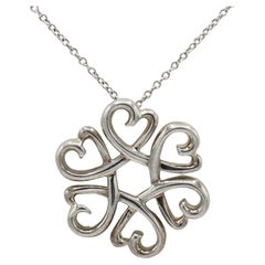Tiffany & Co. Paloma Picasso Loving Heart Silver Flower Pendant Necklace