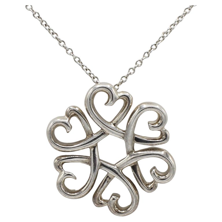 Tiffany and Paloma Picasso Loving Heart Silver Flower Pendant