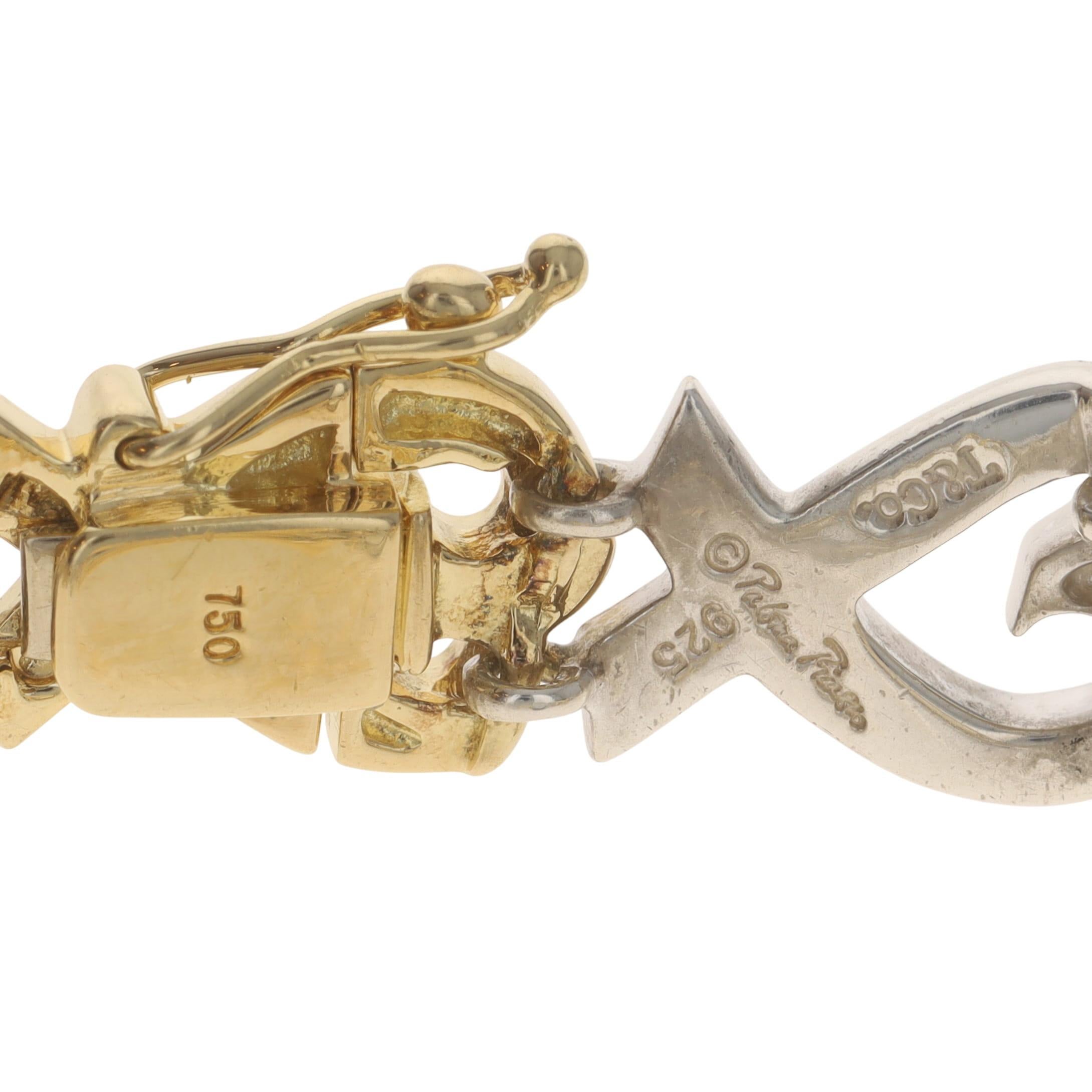 Tiffany & Co. Paloma Picasso Pulsera de eslabones Corazones enamorados Oro 925 18k en venta 4
