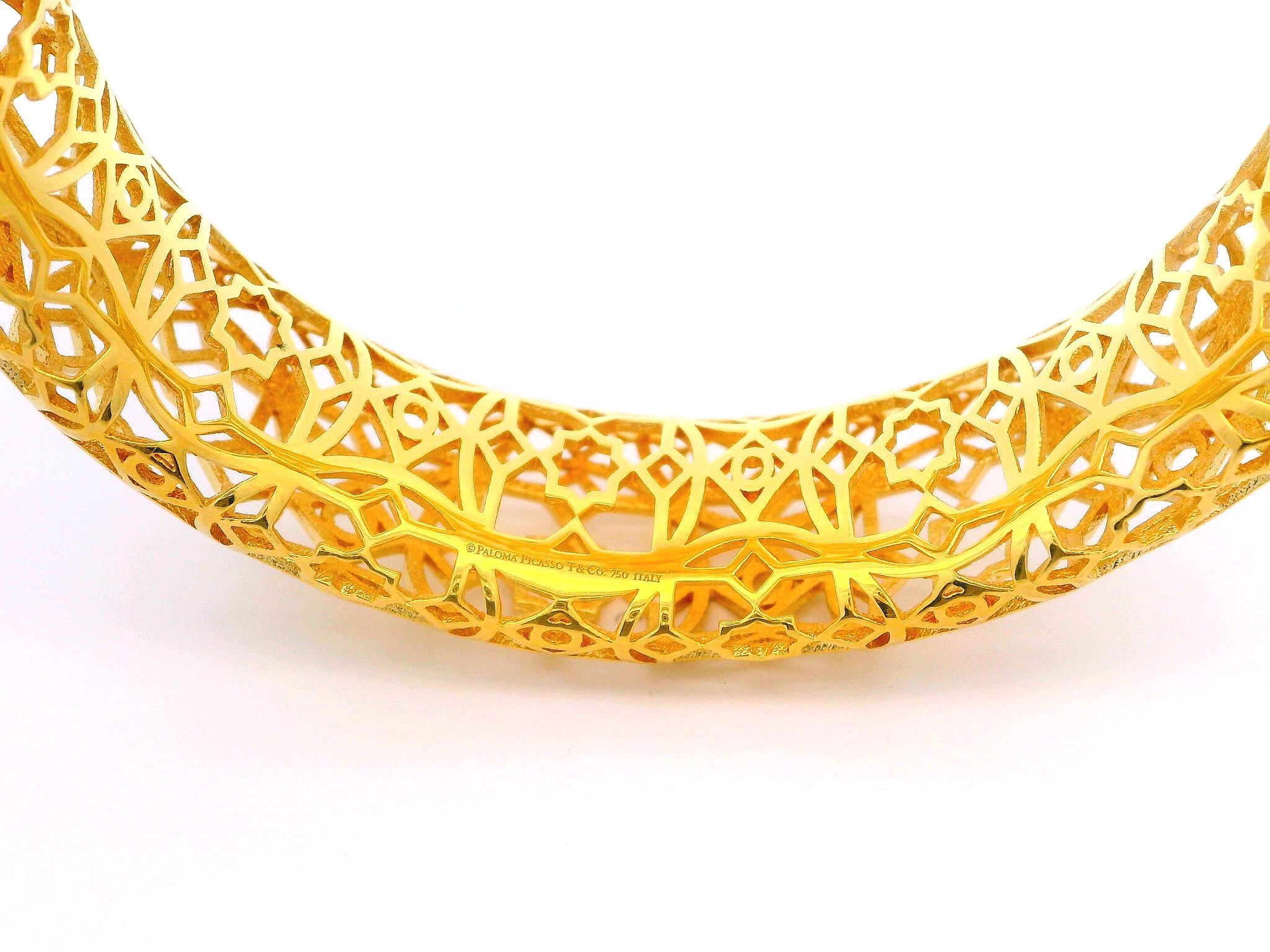 Women's Tiffany & Co. Paloma Picasso Marrakesh 18k Gold Open Work Bangle Bracelet