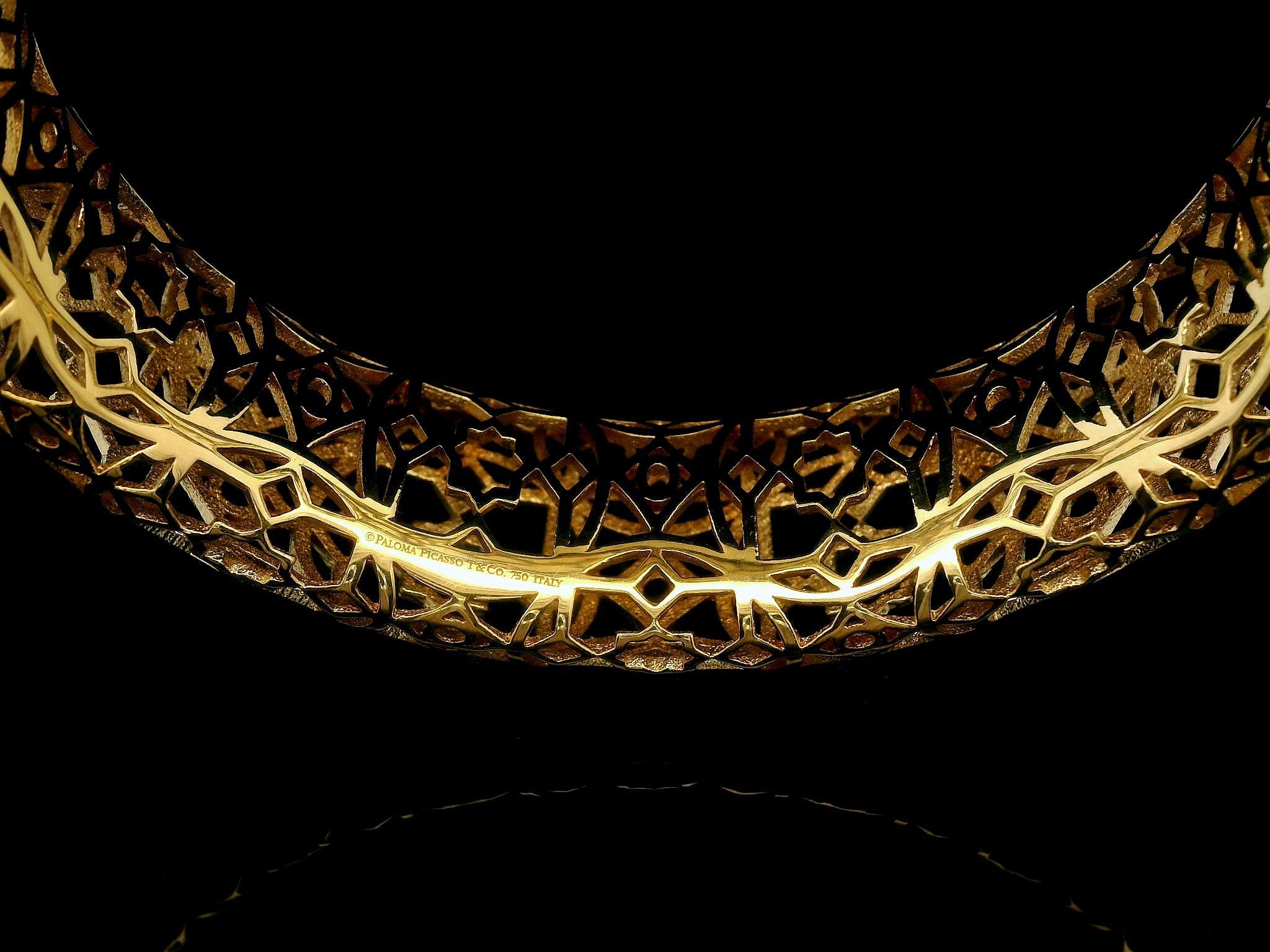Tiffany & Co. Paloma Picasso Marrakesh 18k Gold Open Work Bangle Bracelet 3