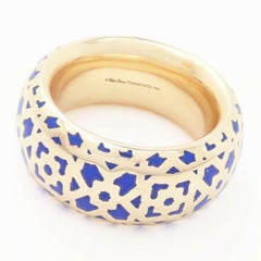 Tiffany & Co Paloma Picasso Marrakesh Blue Enamel Yellow Gold Band Ring