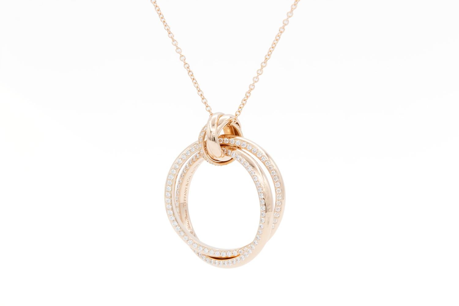 Contemporary Tiffany & Co. Paloma Picasso Melody Circle Pendant 18k Rose Gold & Diamonds