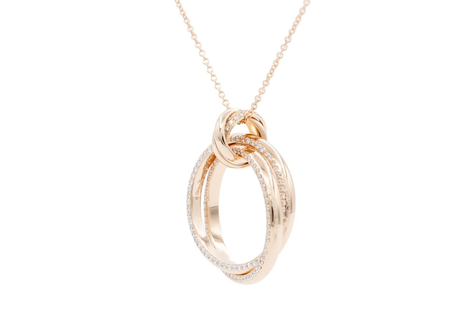 Round Cut Tiffany & Co. Paloma Picasso Melody Circle Pendant 18k Rose Gold & Diamonds