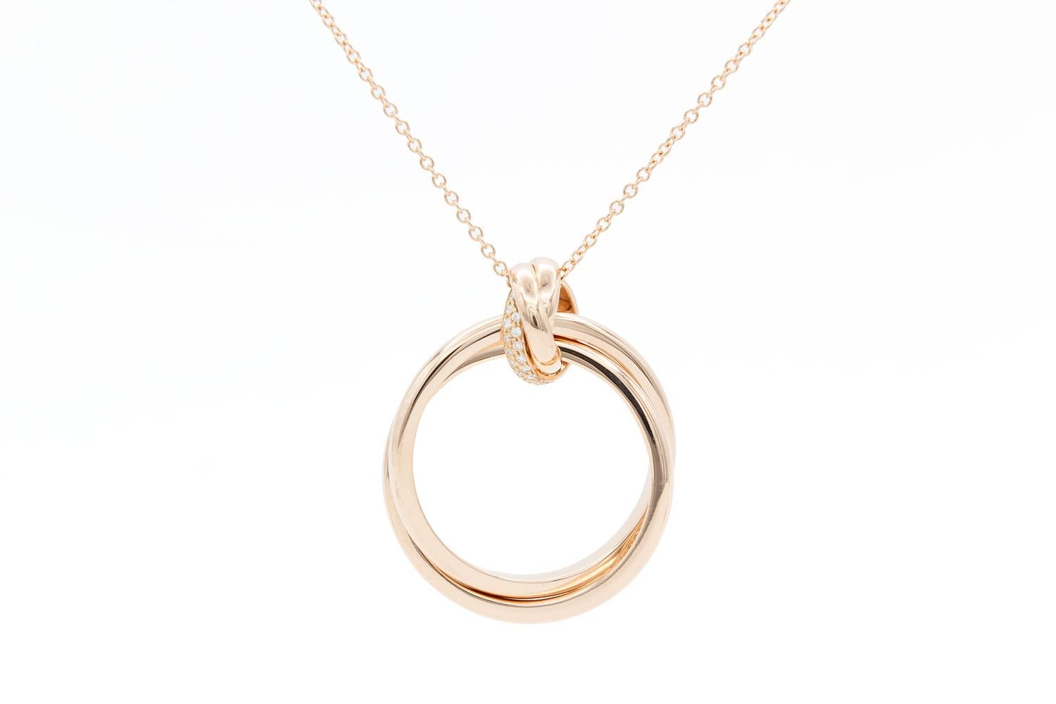 Round Cut Tiffany & Co. Paloma Picasso Melody Circle Pendant 18k Rose Gold & Diamonds