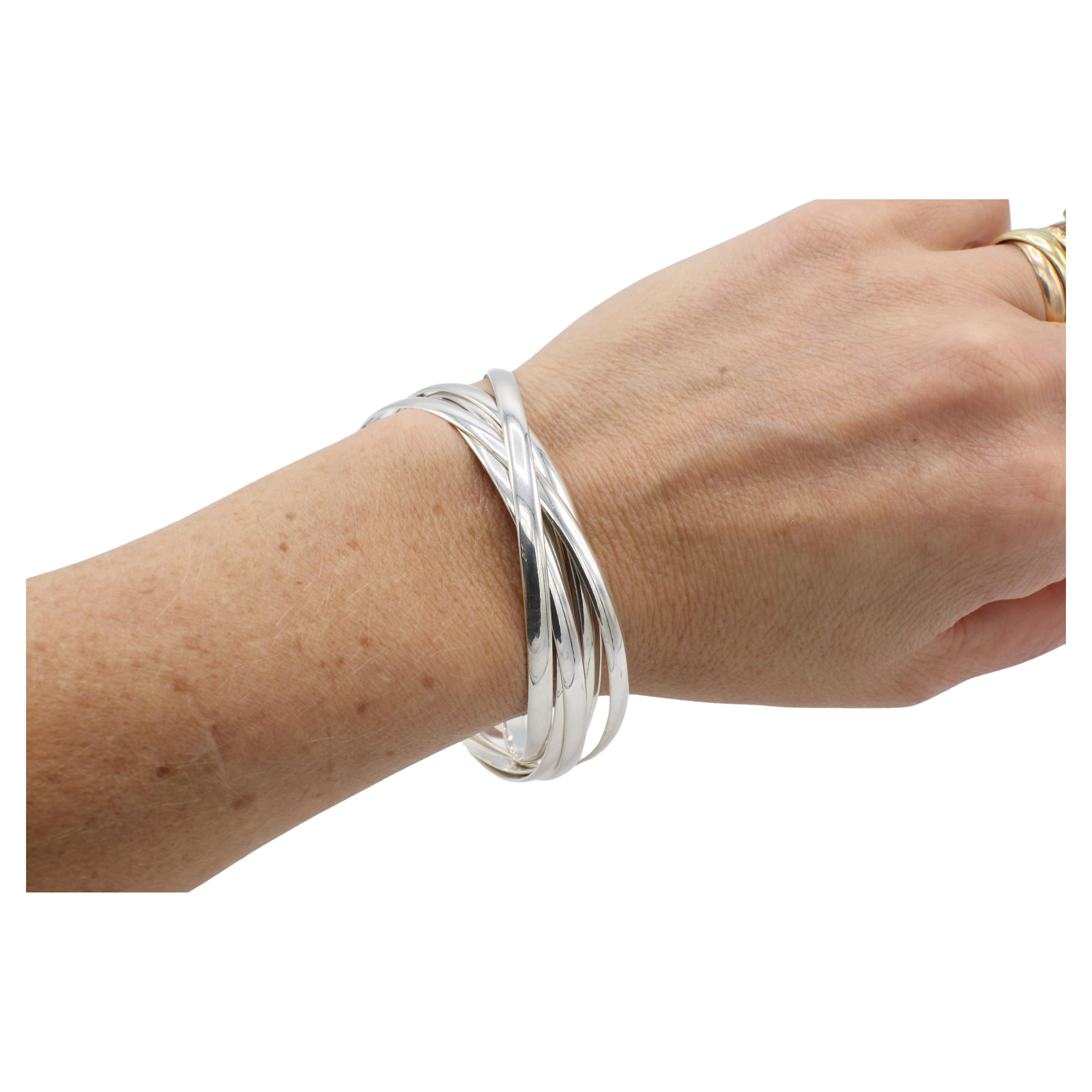 Tiffany & Co. Paloma Picasso Melody Silver 5-Band Rolling Bangle Bracelet In Excellent Condition In  Baltimore, MD