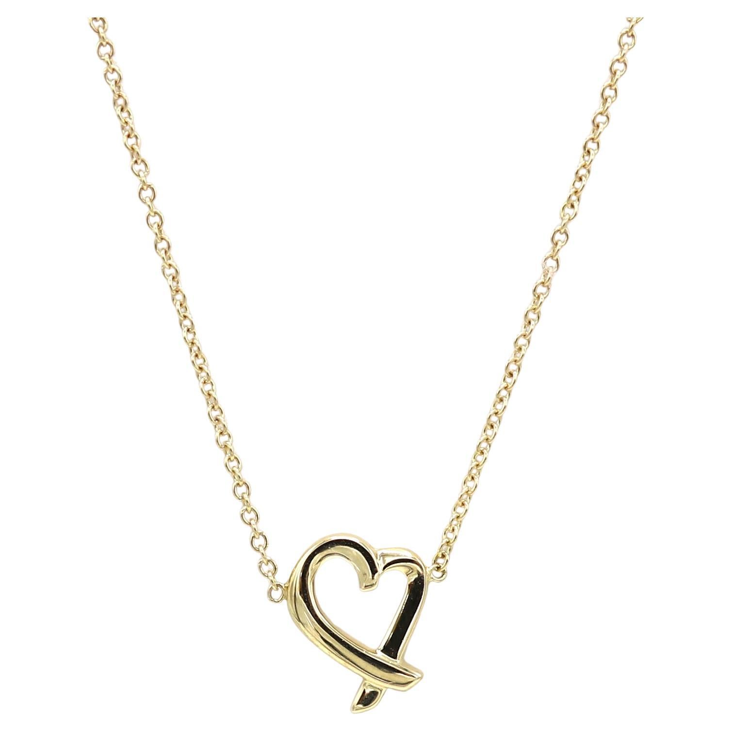 Tiffany 
Co. Paloma Picasso Mini Loving Heart Yellow Gold Pendant Necklace