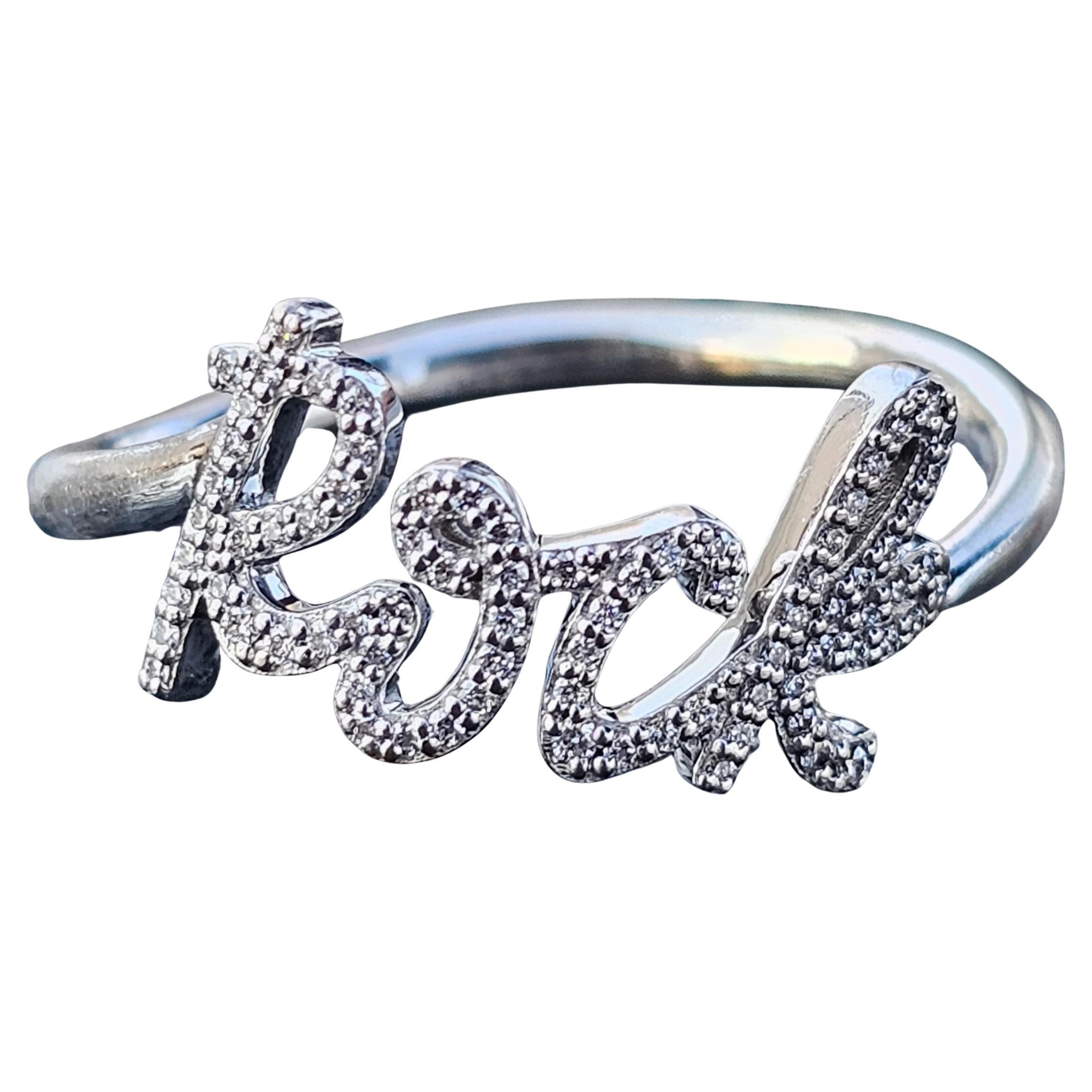 Tiffany 
Co. Paloma Picasso Mini Rock Script Graffiti Diamond 18k White Gold 7 in vendita