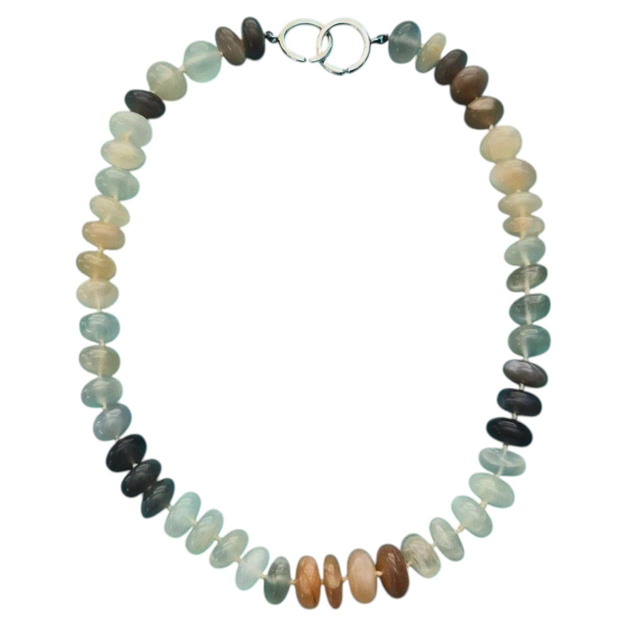 Tiffany & Co. Paloma Picasso Moonstone and Quartz Bead Necklace Sterling Silver
