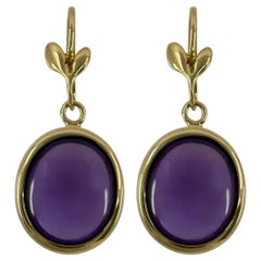 Tiffany & Co. Paloma Picasso Olive Amethyst 18k Yellow Gold Dangle Earrings
