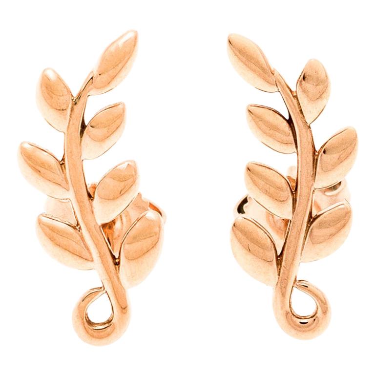 Tiffany and Co. Paloma Picasso Olive Leaf Climber 18k Rose Gold Stud  Earrings For Sale at 1stDibs | olive leaf climber earrings tiffany, paloma  picasso olive leaf climber earrings, tiffany olive leaf