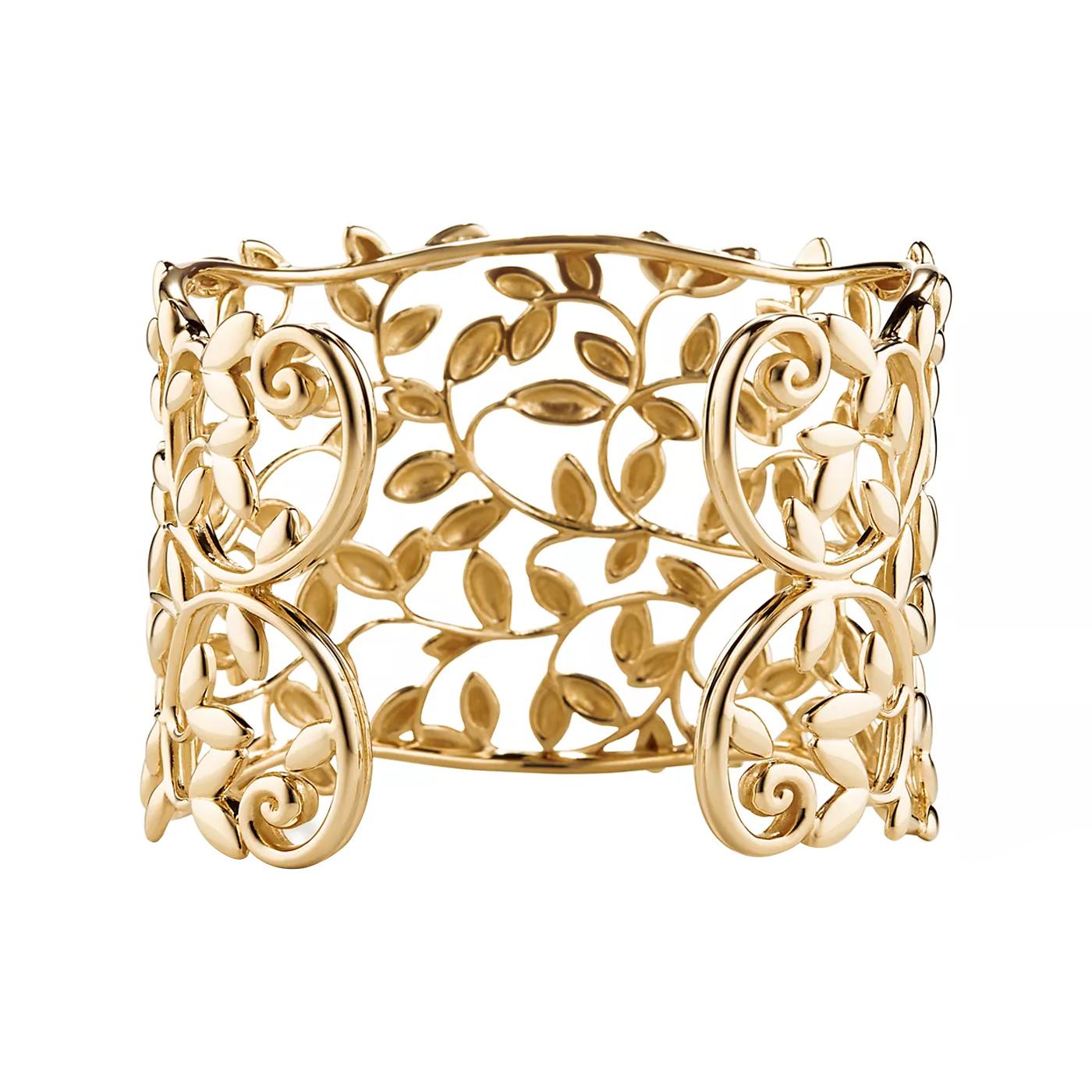 Tiffany & Co Paloma Picasso Olivblatt-Manschettenknöpfe 18K Gold Medium Größe Armband (Modernistisch)