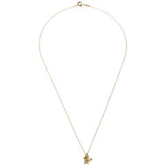 Tiffany & Co. Paloma Picasso Olive Leaf Diamond 18K Yellow Gold Pendant Necklace