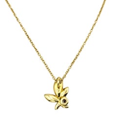 Tiffany & Co. Paloma Picasso Olive Leaf Pendant Necklace with Diamond 18K Gold