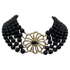 Tiffany & Co. Paloma Picasso Halskette aus Onyx und Gold 14" 