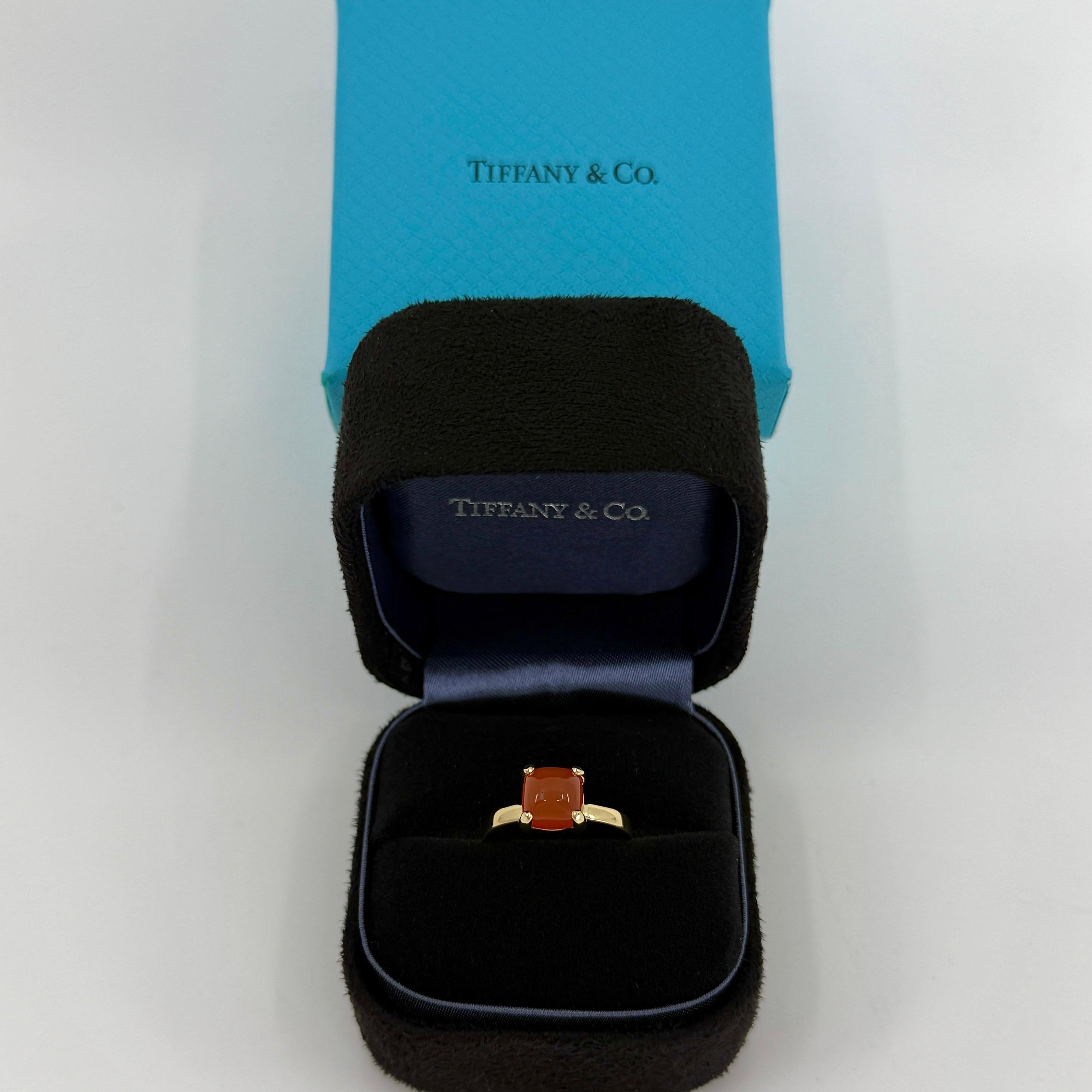 Tiffany & Co. Paloma Picasso Orange Chalcedony Sugar Stack Loaf 18k Gold Ring 7 en venta 5
