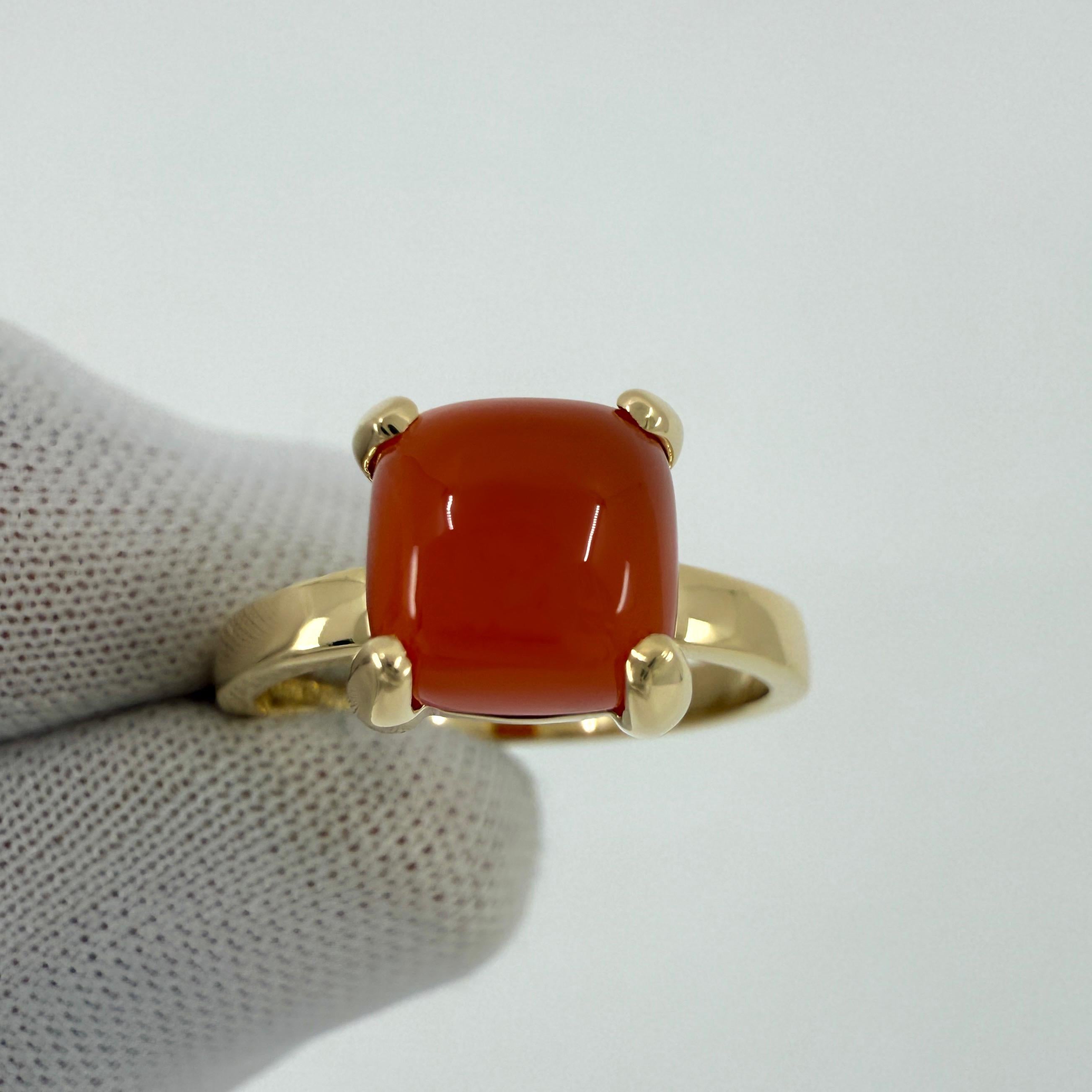 Tiffany & Co. Paloma Picasso Orange Chalcedony Sugar Stack Loaf 18k Gold Ring 7 Cabujón en venta