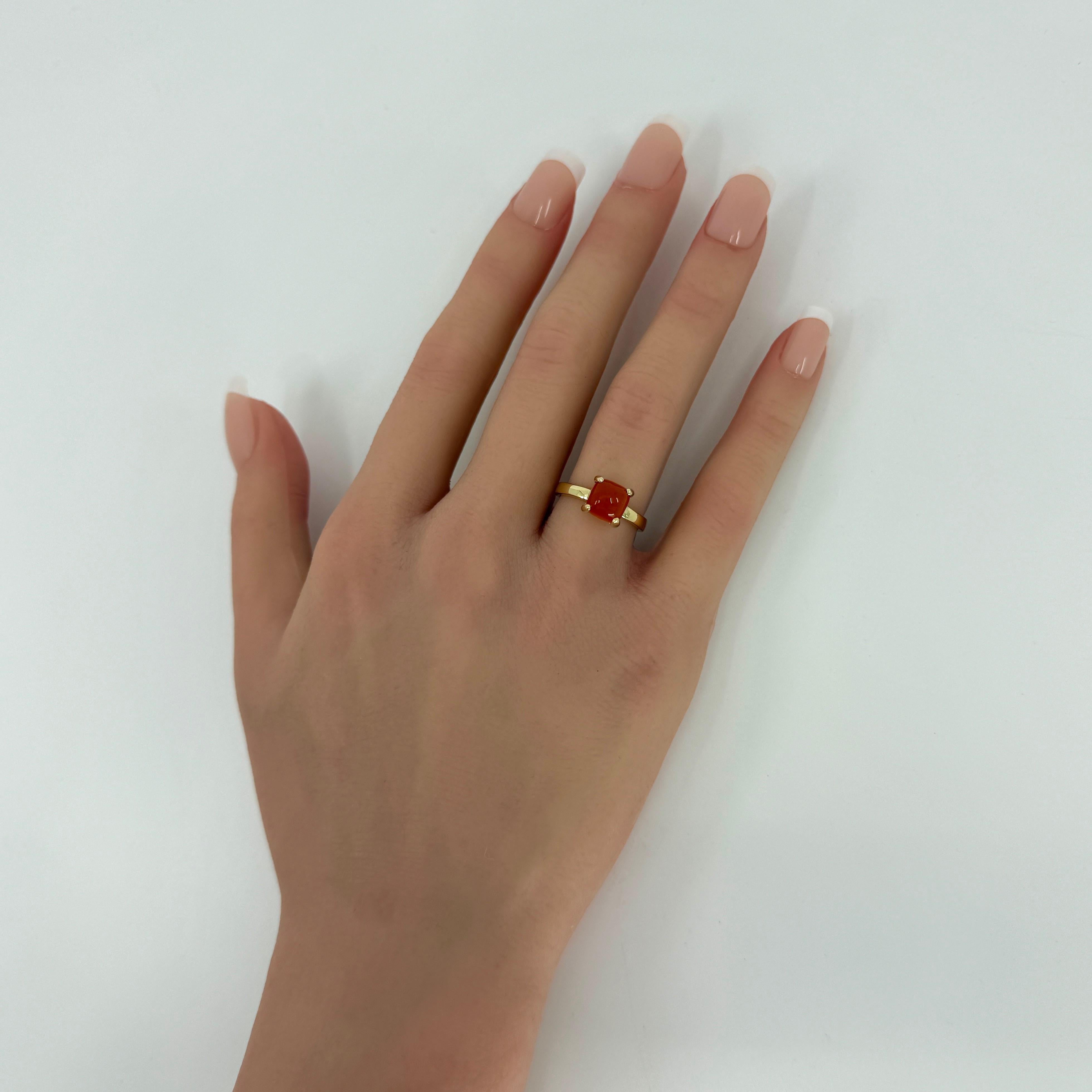Tiffany & Co. Paloma Picasso Orange Chalcedony Sugar Stack Loaf 18k Gold Ring 7 en Excelente estado para la venta en Birmingham, GB